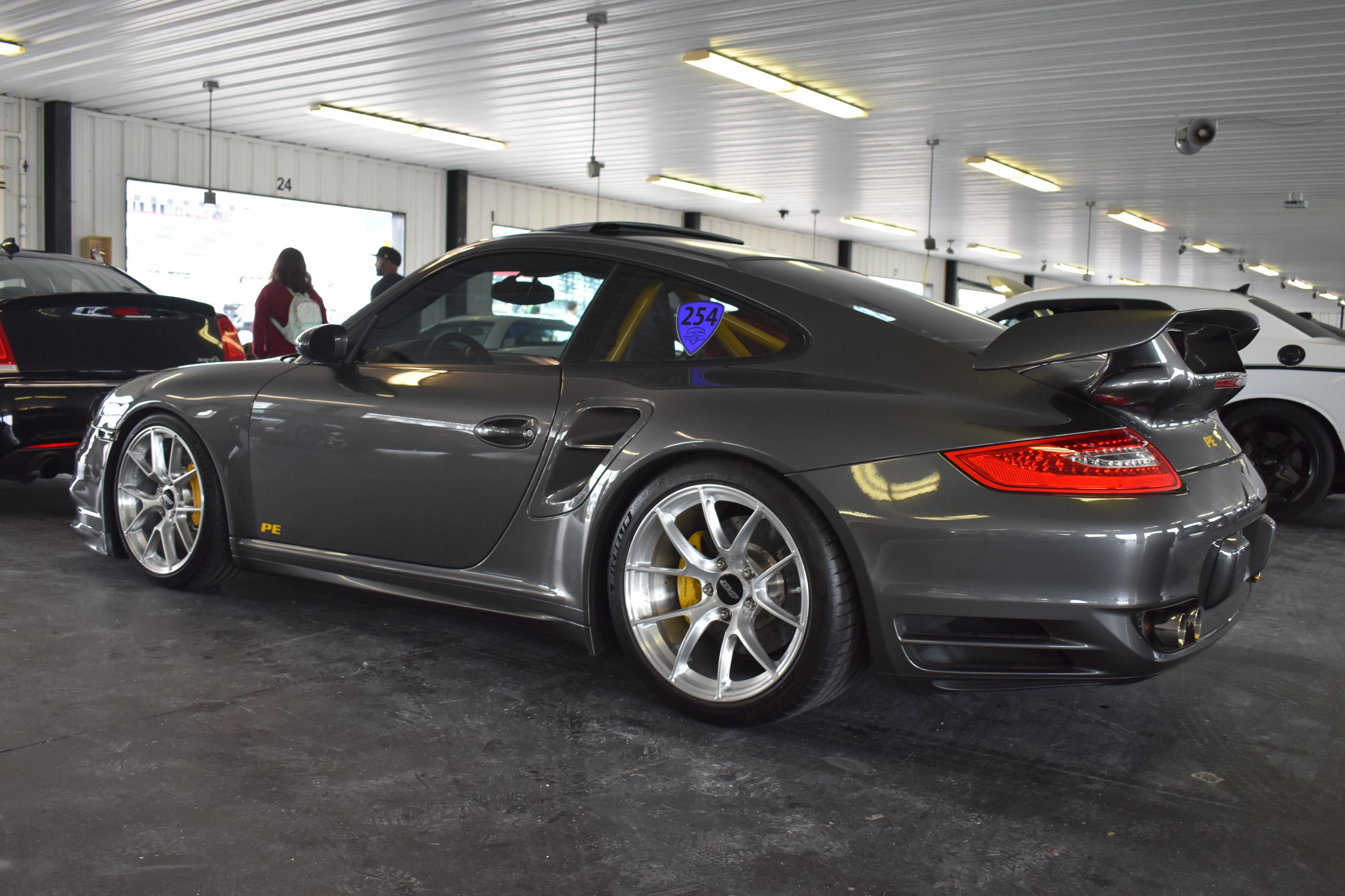 Grey Porsche 911 997 Turbo with 19" VS-5RS Apex wheels in Brushed Clear