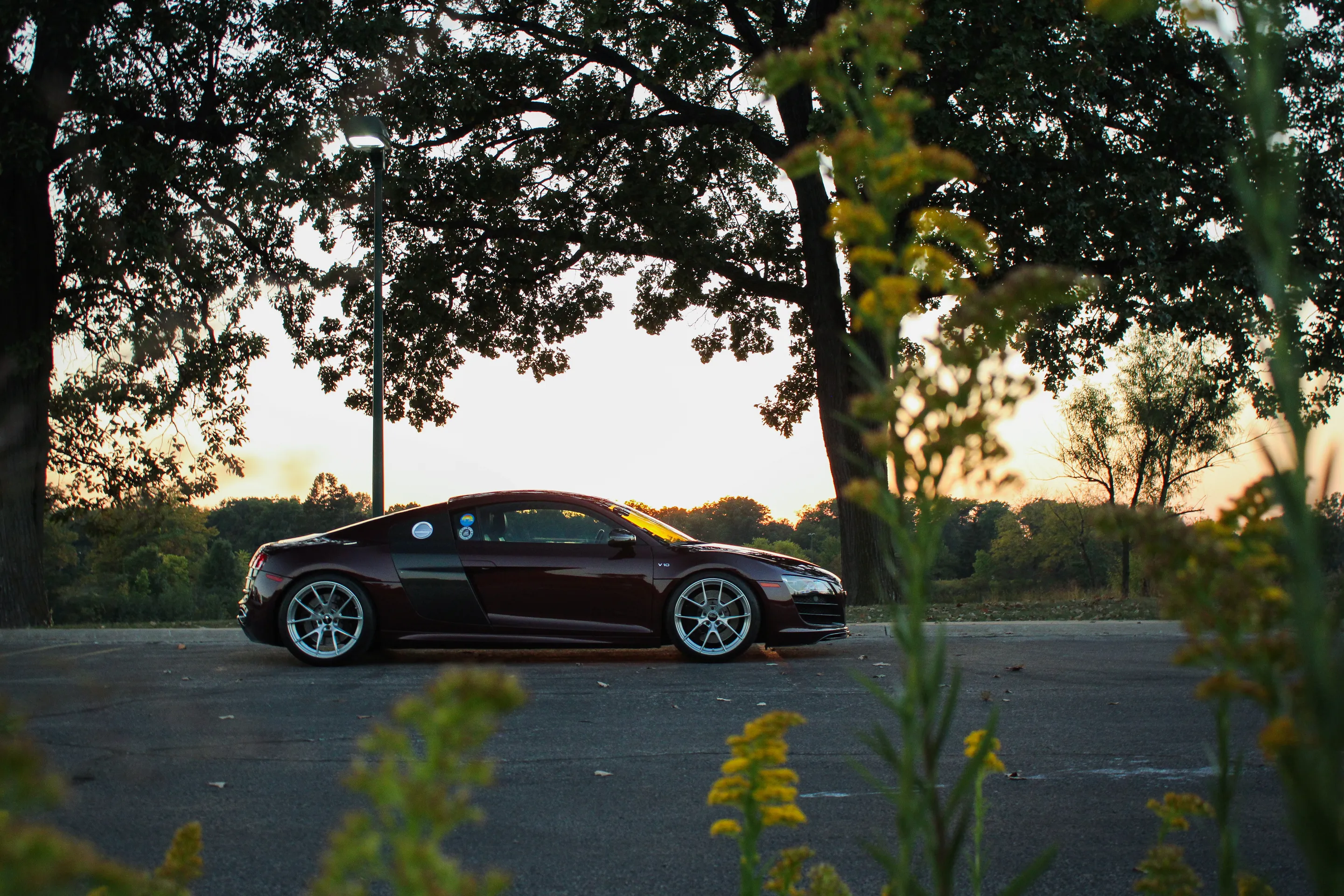 Purple Audi Gen 1 R8 with 19" VS-5RS Apex wheels in Brushed Clear