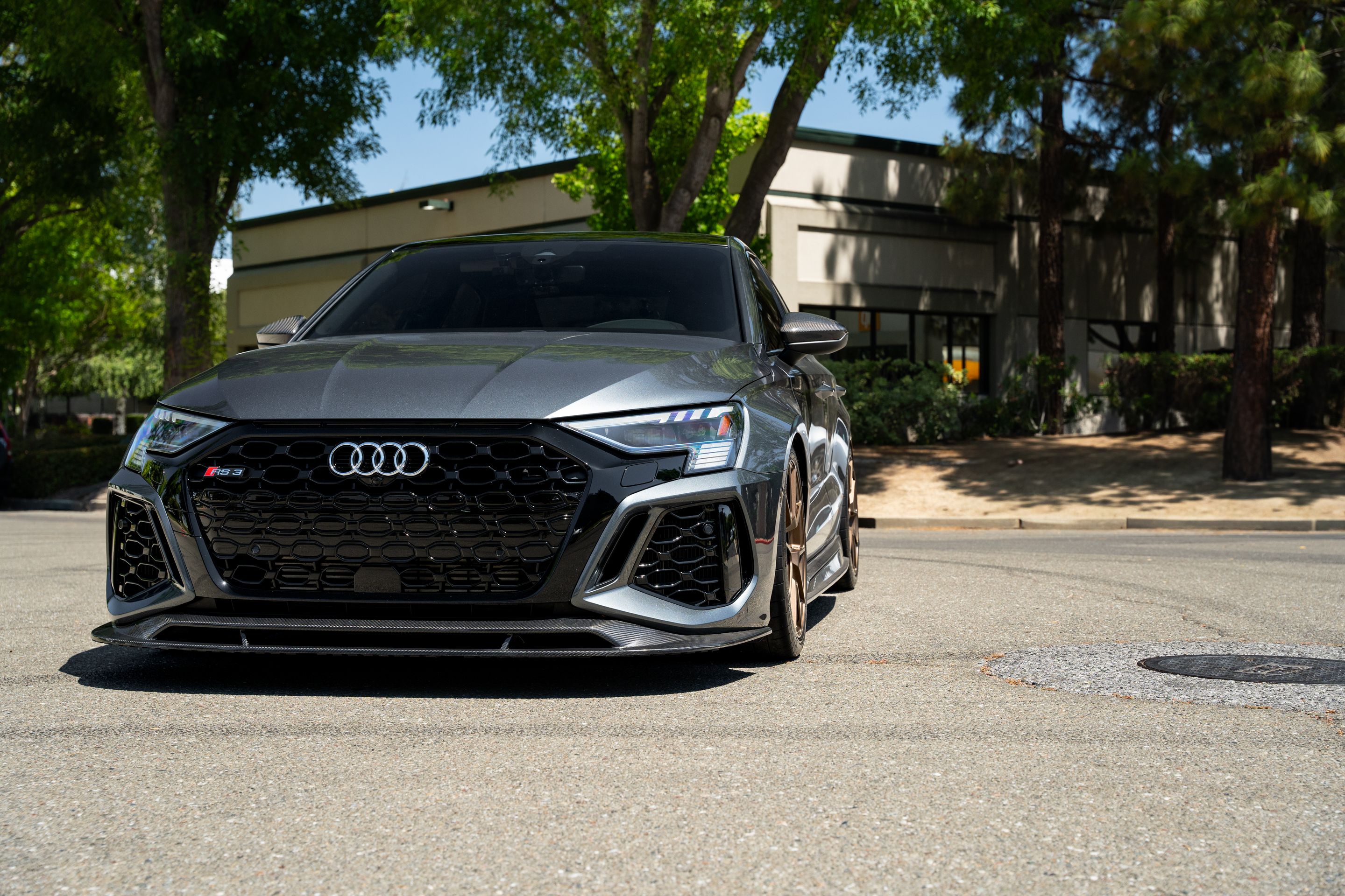 Grey Audi 8Y RS 3 with 18" VS-5 Apex wheels in Satin Bronze