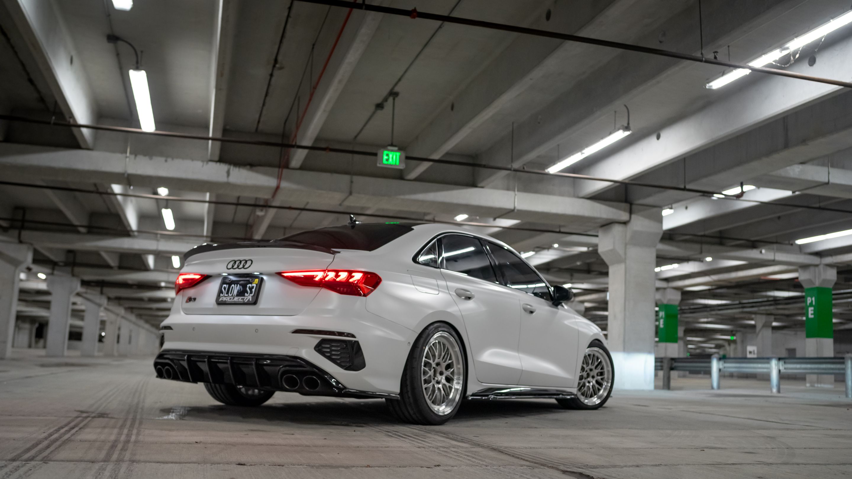 White Audi 8Y S3 with 18" ML-10RT Apex wheels in Machined Lip Brushed Clear