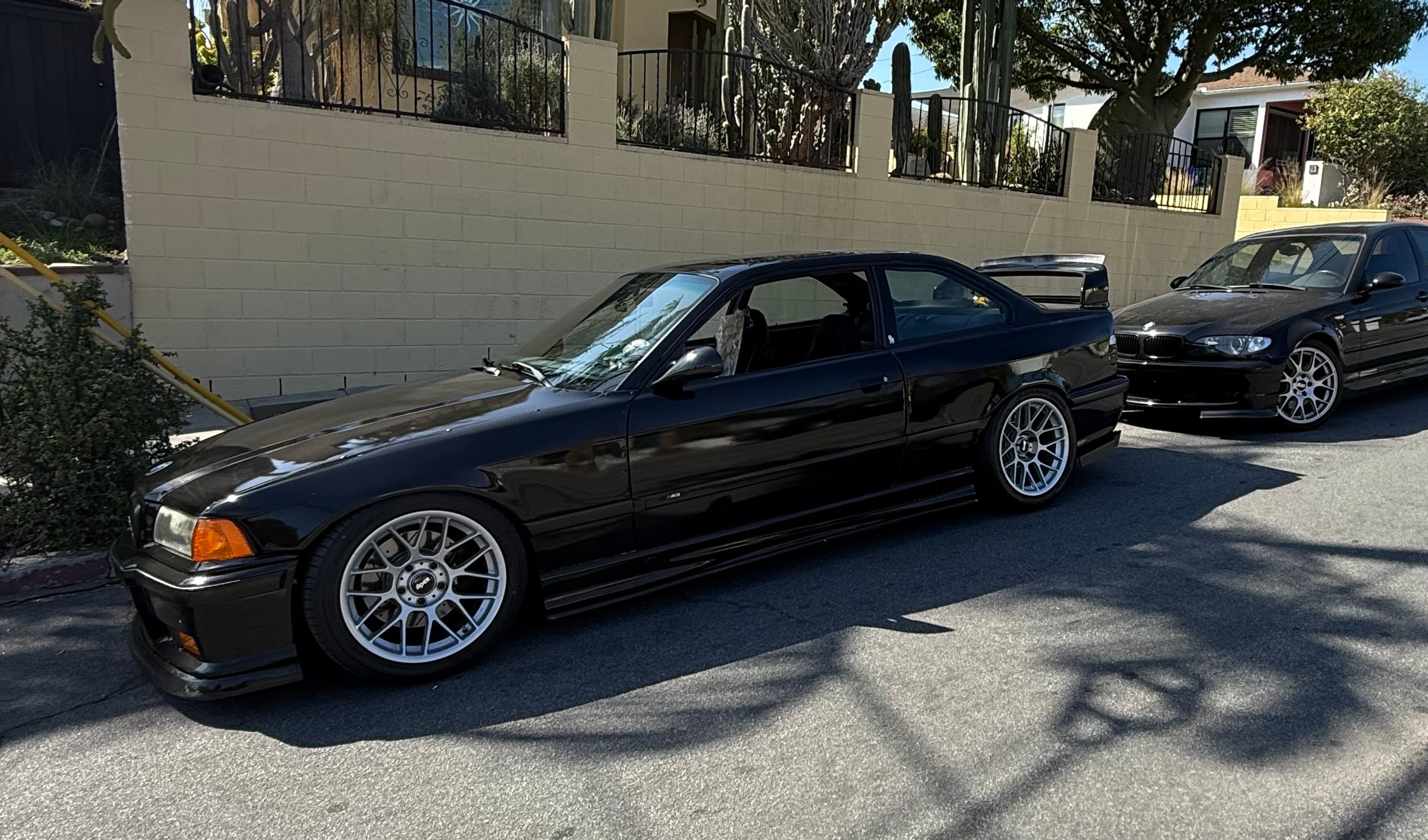Yellow BMW E36 M3 with 17" ARC-8 Apex wheels in Race Silver