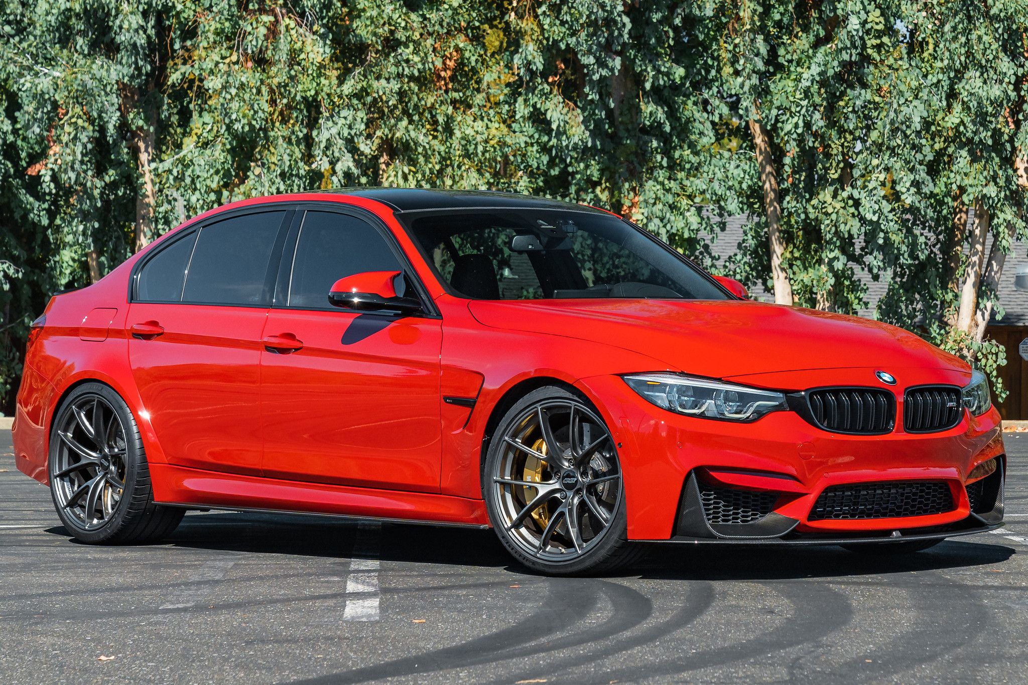 Red BMW F80 M3 with 20" VS-5RS Apex wheels in Anthracite