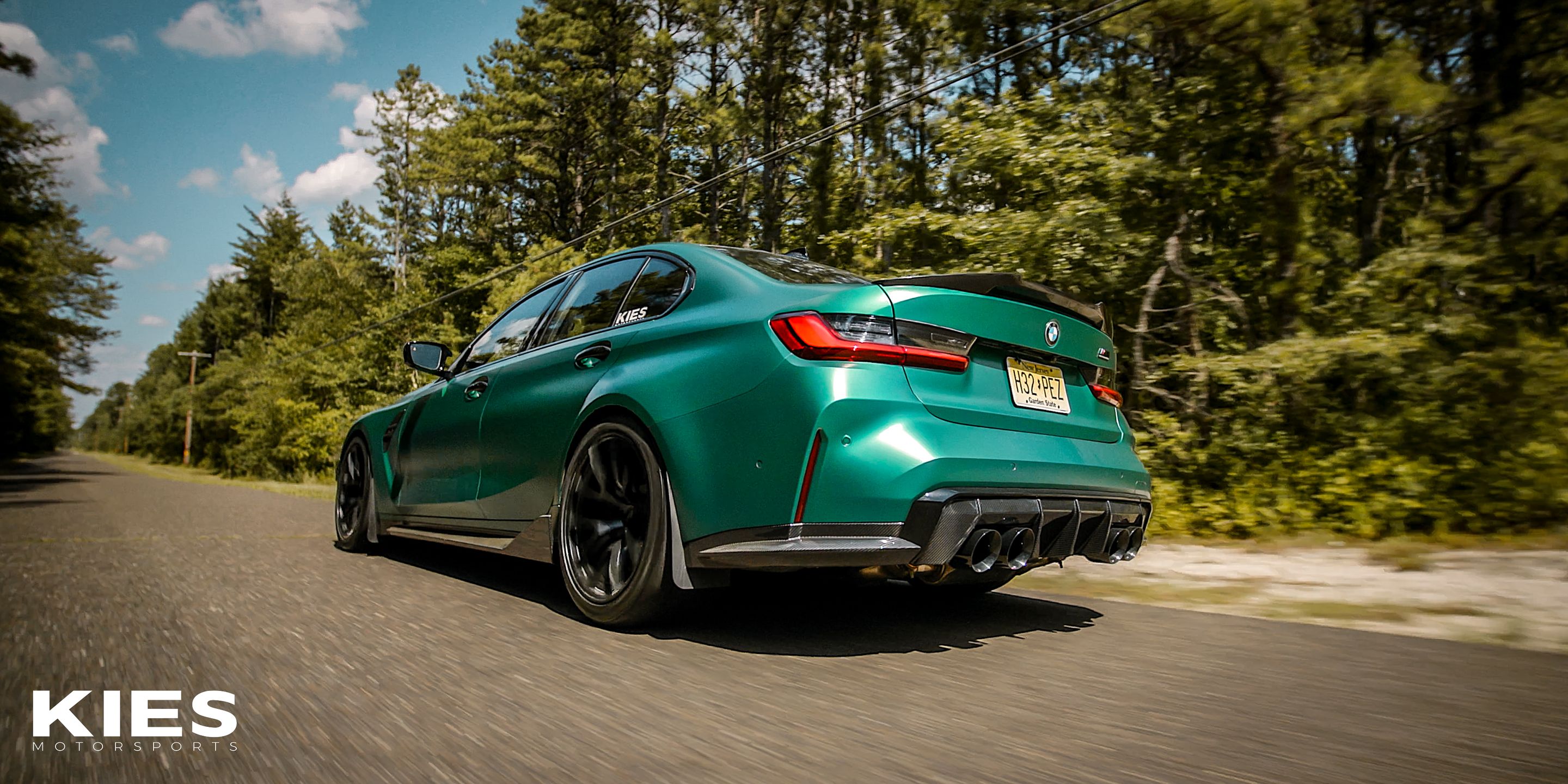 Green BMW G80 M3 with 19" VS-5RS Apex wheels in Satin Black