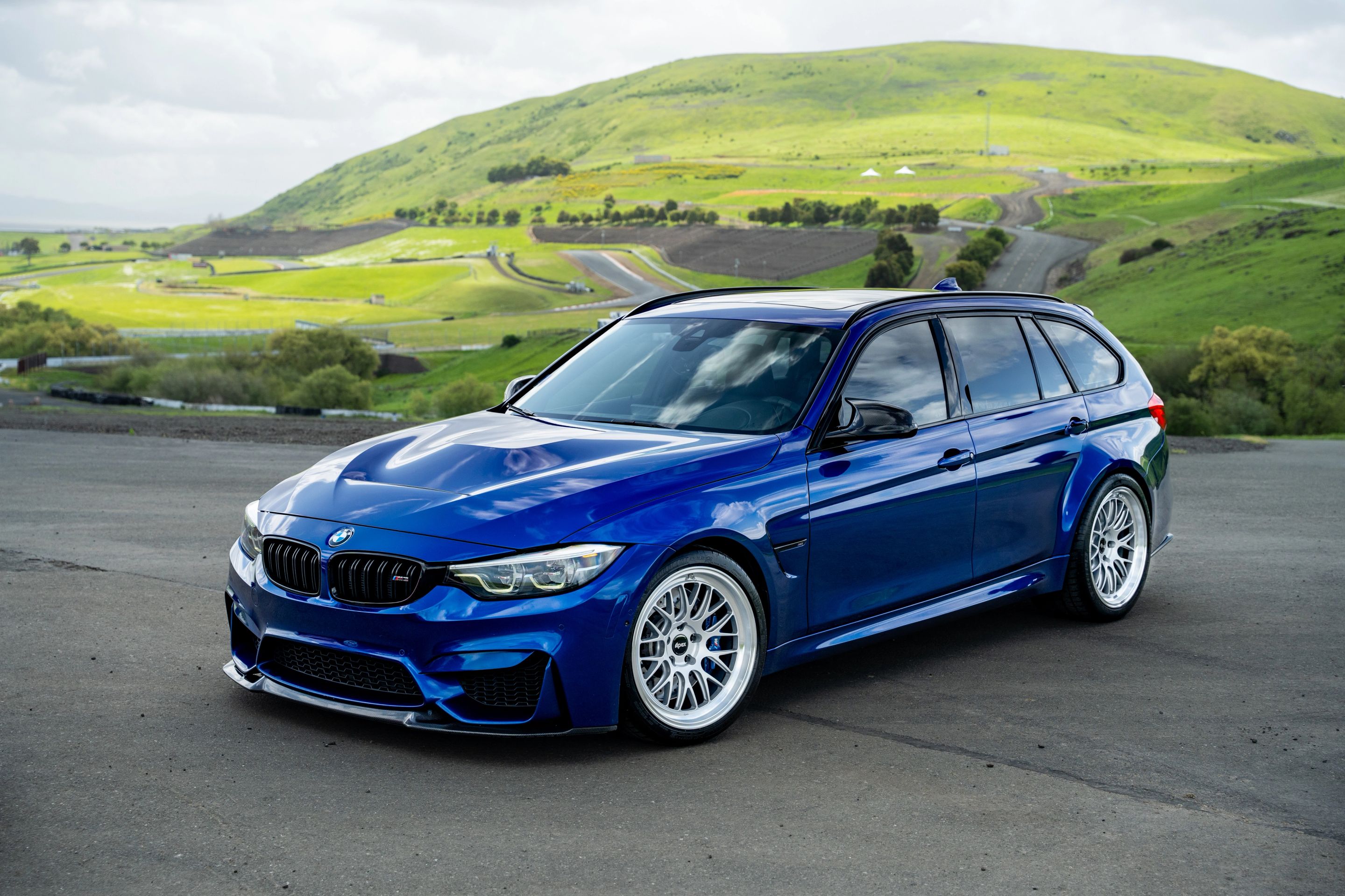 Blue BMW F80 M3 with 19" ML-10RT Apex wheels in Machined Lip Race Silver