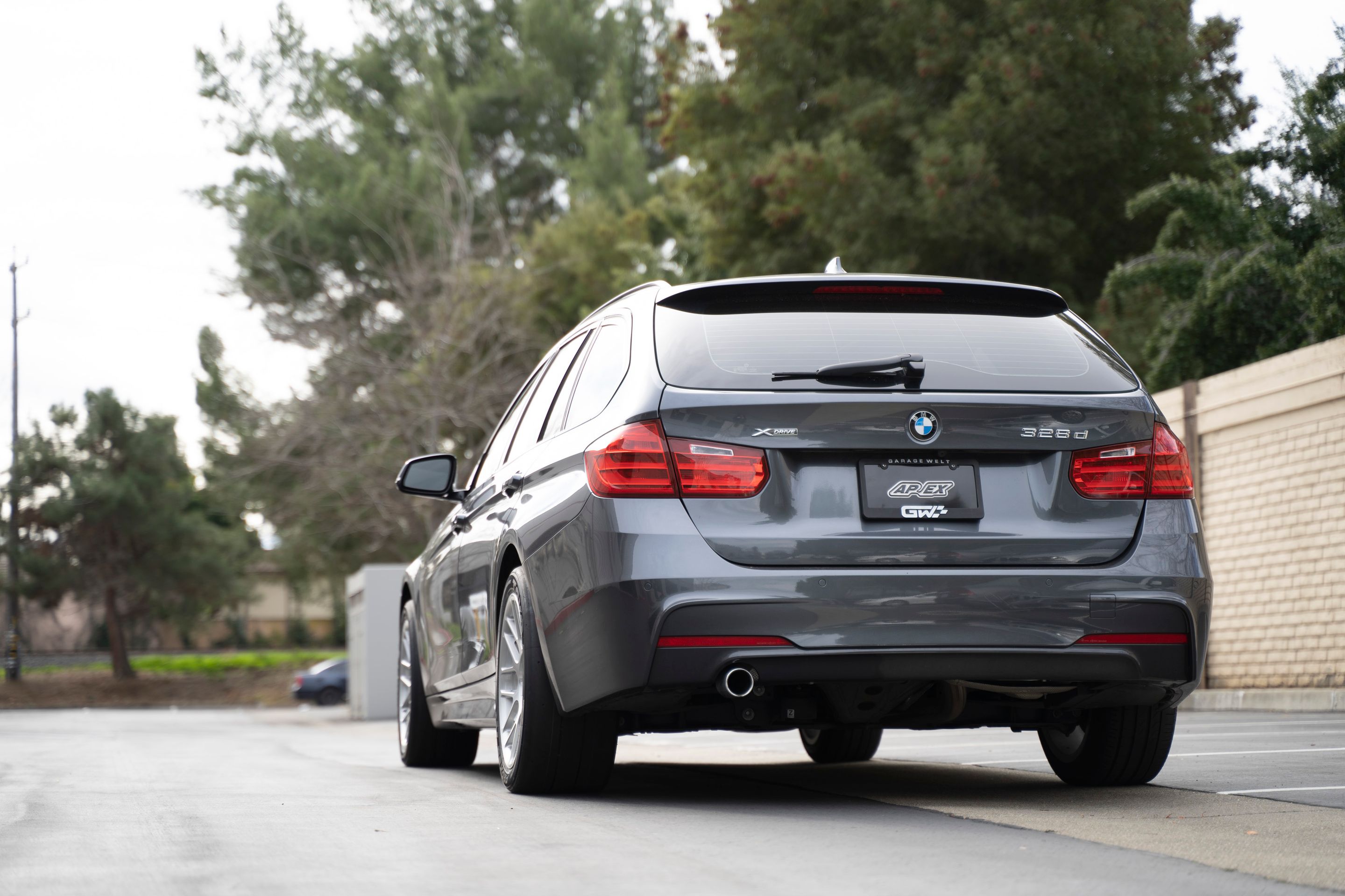 Grey BMW F31 Wagon 3 Series with 17" ARC-8R Apex wheels in Brushed Clear