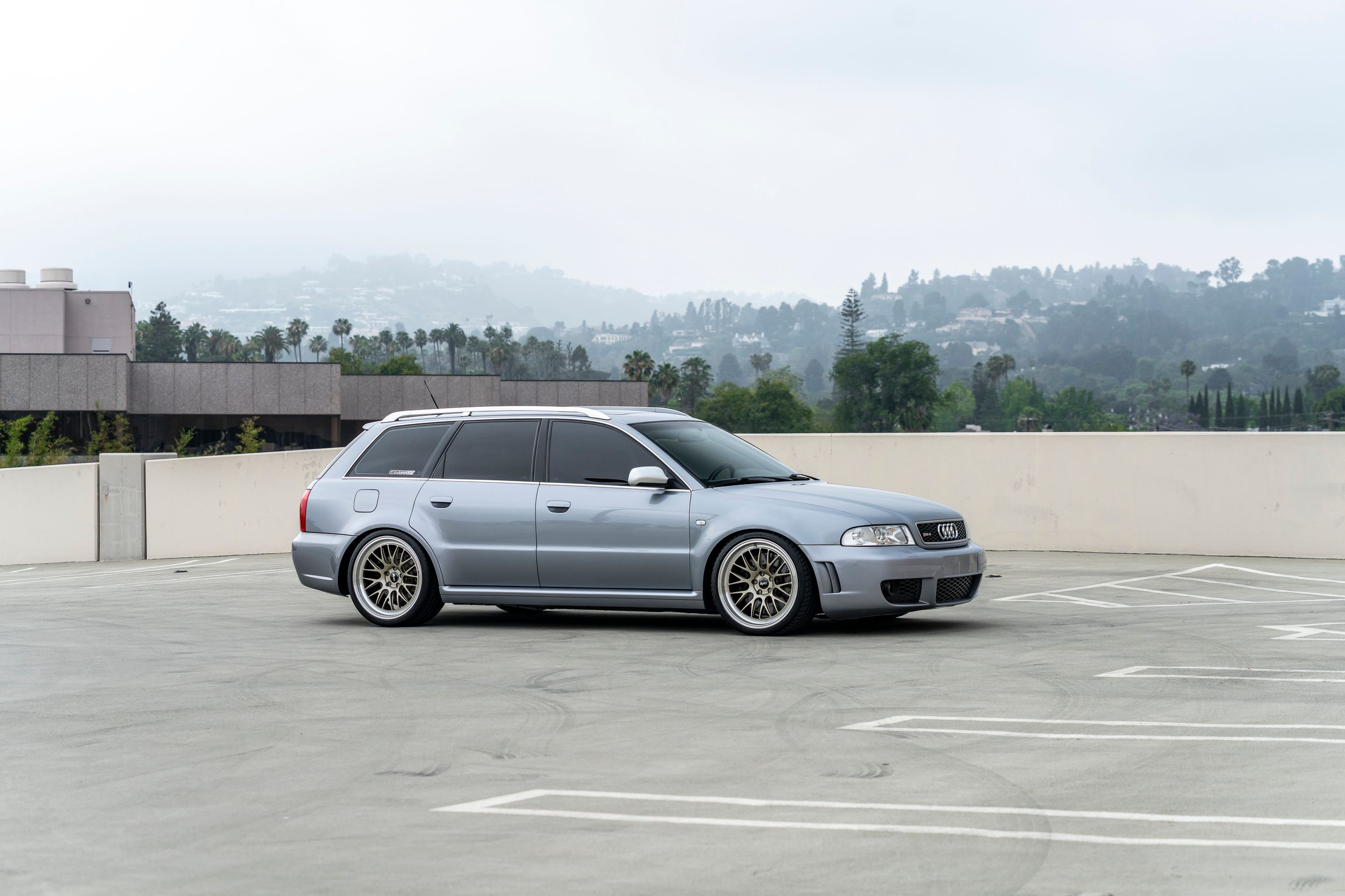 Silver Audi B5 RS 4 Avant/Wagon with 19" ML-10RT Apex wheels in Machined Lip Gloss Motorsport Gold