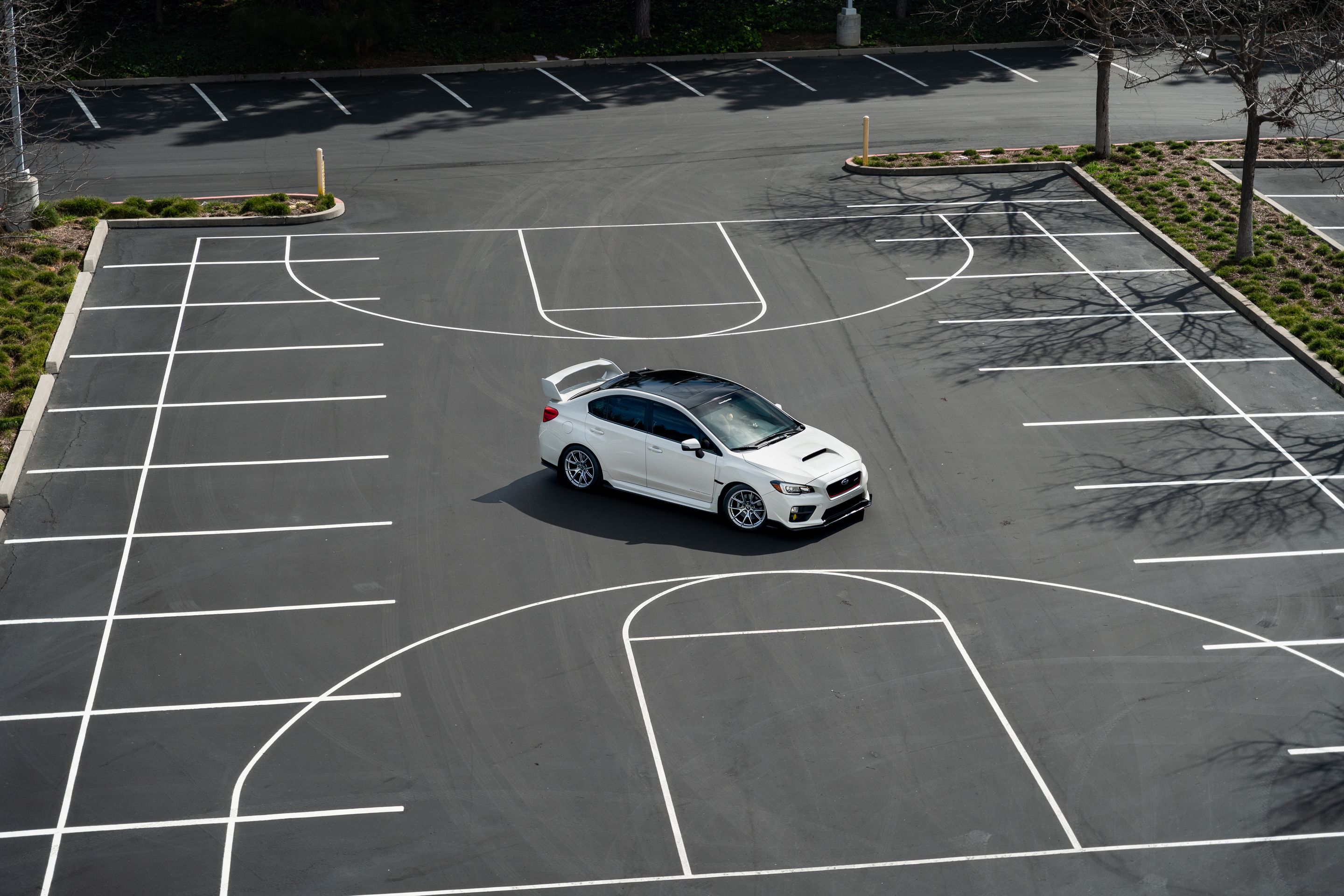White Subaru VA WRX STI with 18" VS-5 Apex wheels in Hyper Black