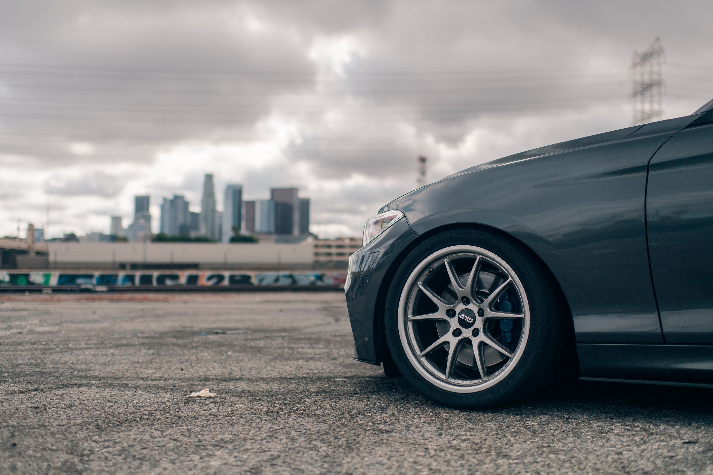 Grey BMW F22 Coupe 2 Series with 18" FL-5 Apex wheels in Race Silver
