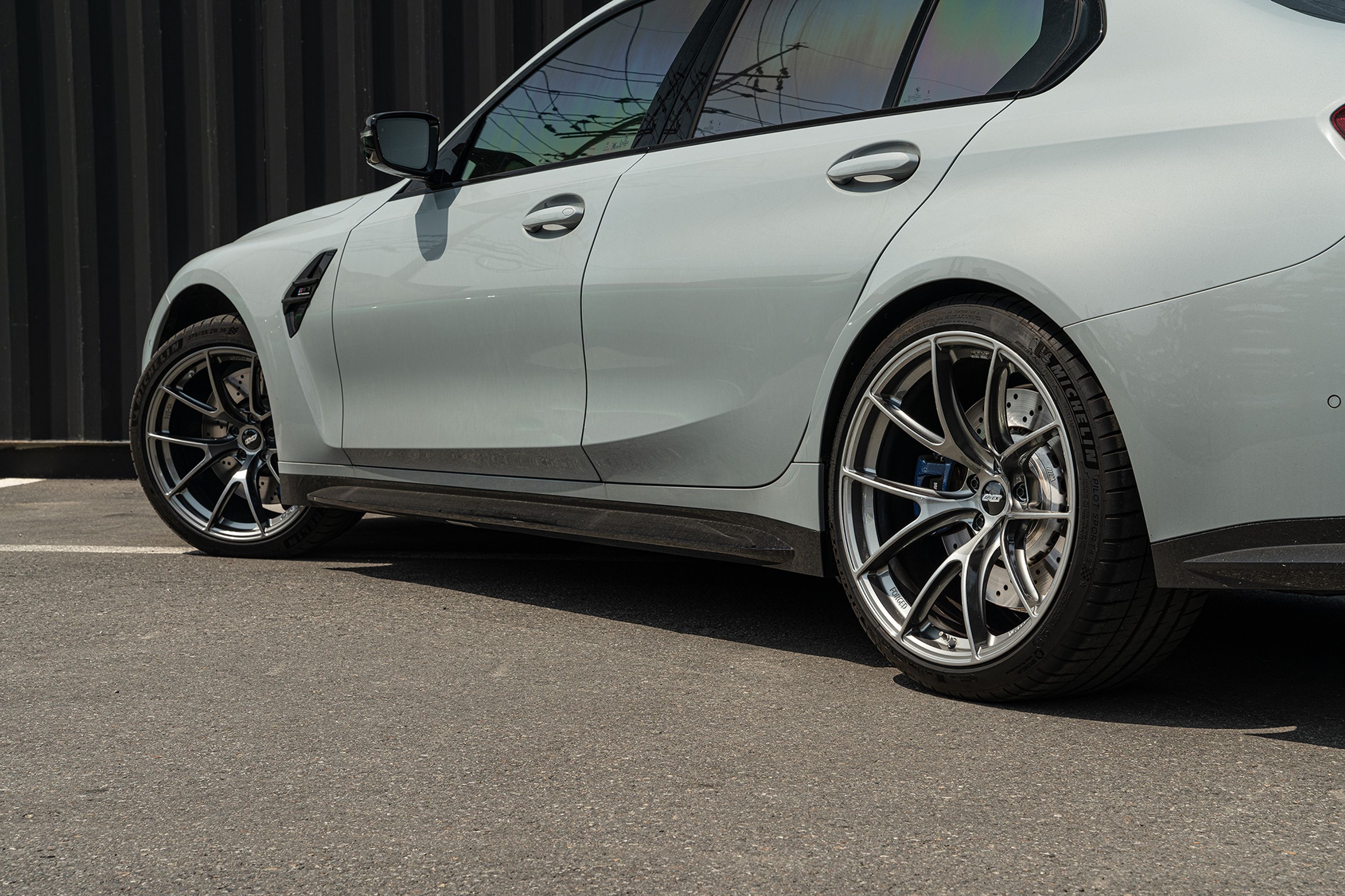 Grey BMW G80 M3 with 19"/20" VS-5RS Apex wheels in Anthracite