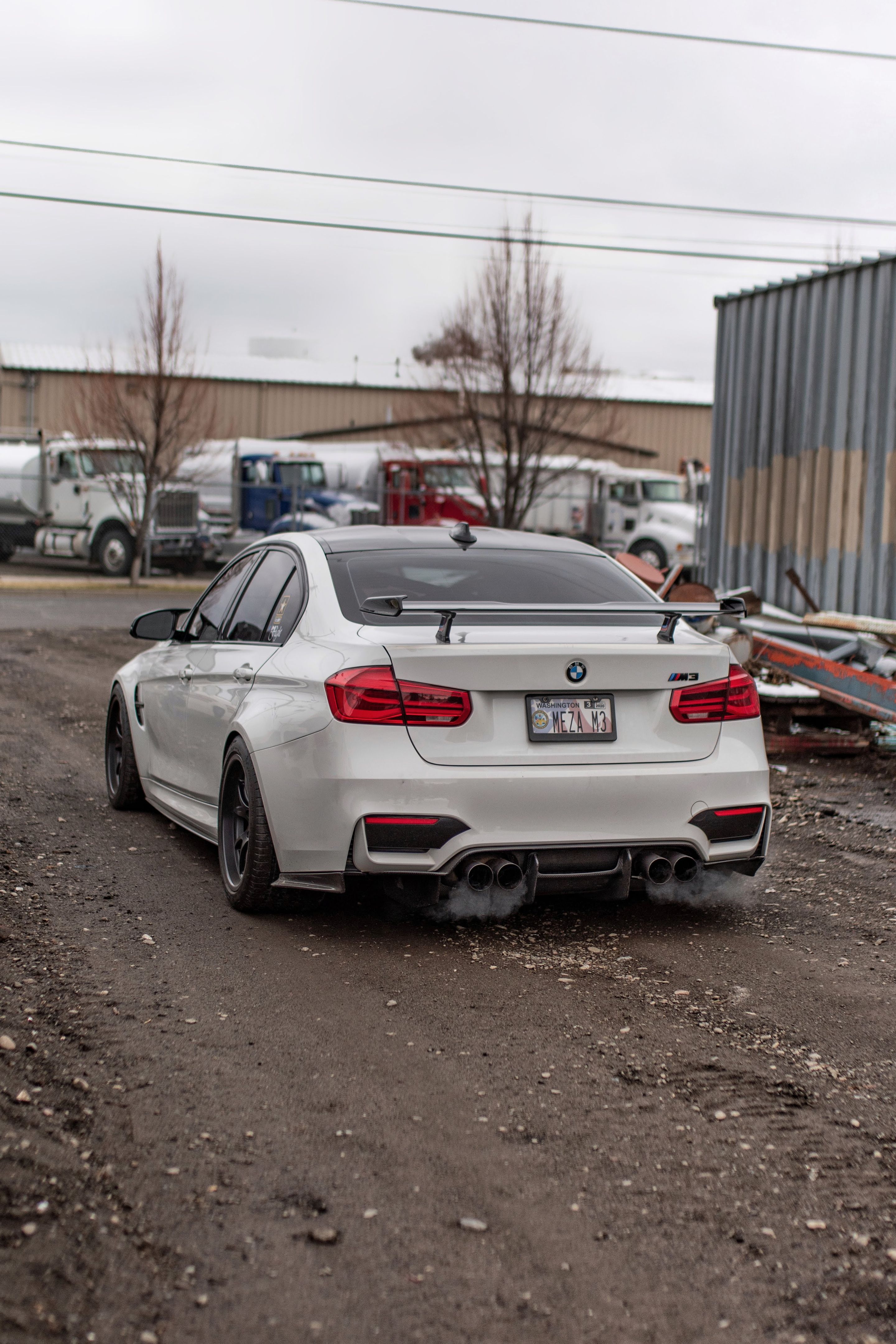 White BMW F80 M3 with 18" FL-5 Apex wheels in Satin Black