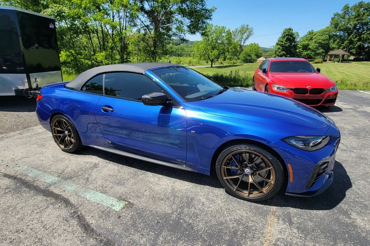 Blue BMW G23 Cabrio 4 Series with 19" VS-5RS Apex wheels in Satin Bronze