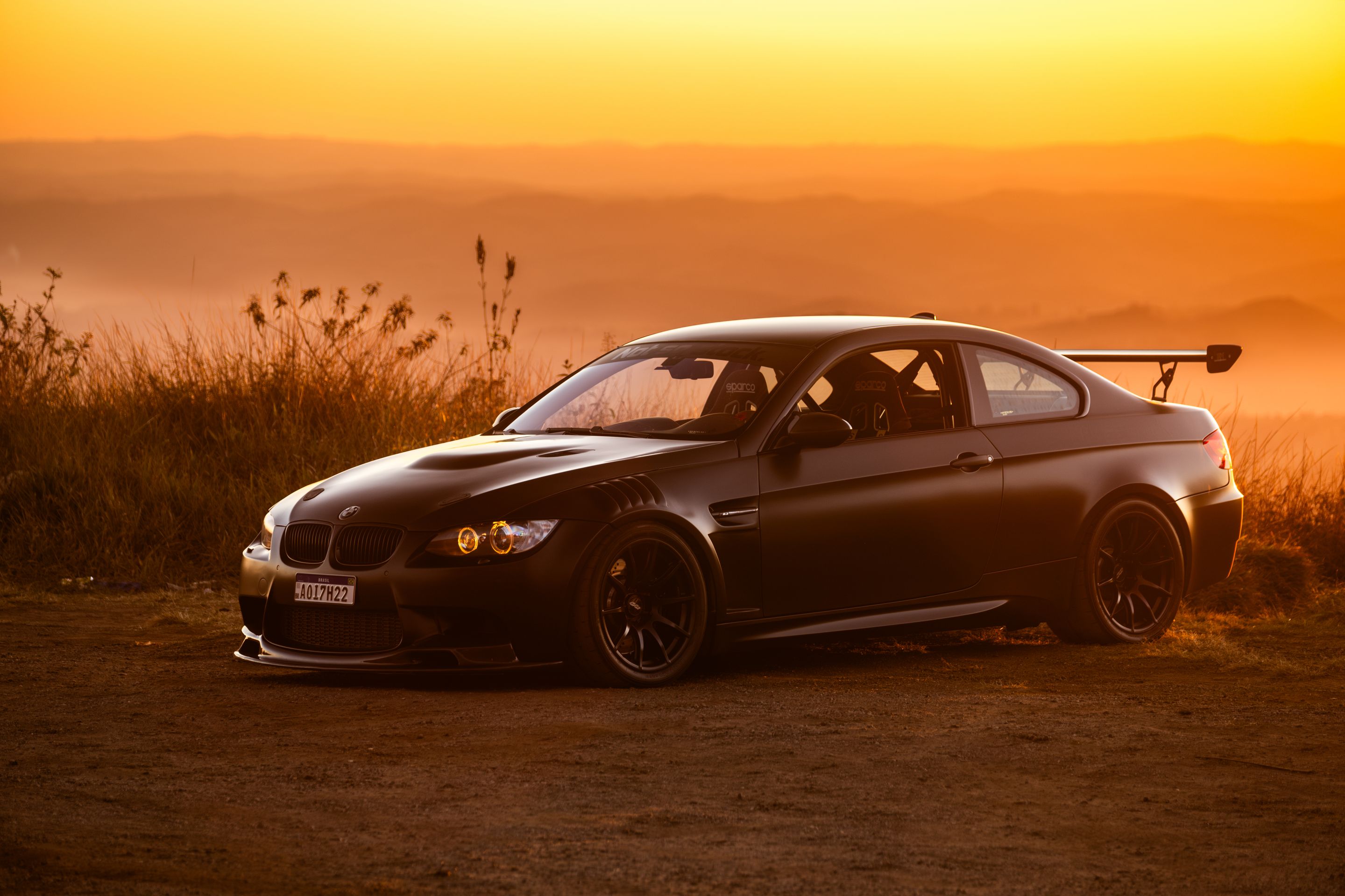 Black BMW E92 Coupe M3 with 18" SM-10 Apex wheels in Satin Black