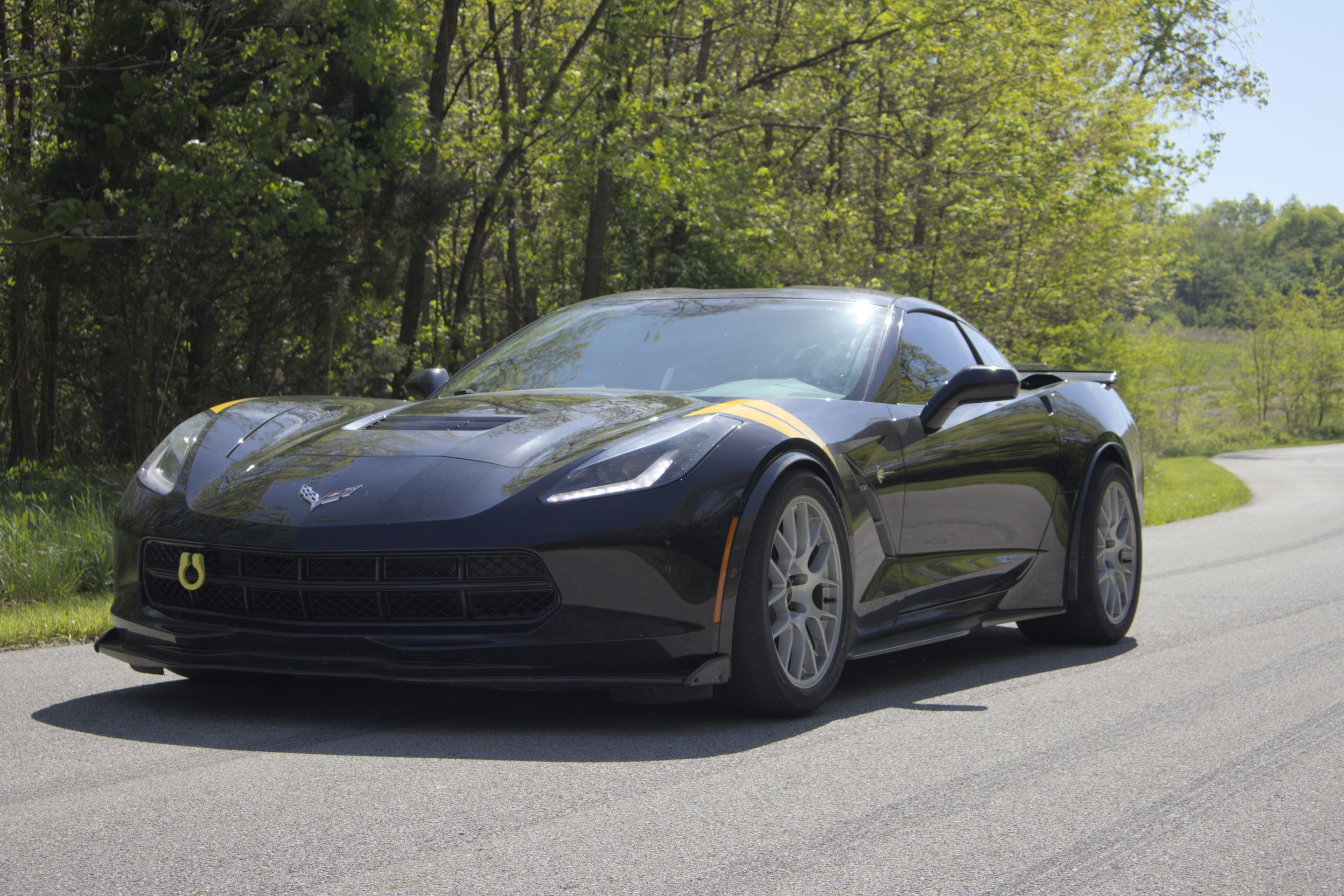 Grey Chevrolet C7 Corvette Stingray/Z51 with 18" EC-7 Apex wheels in Race Silver