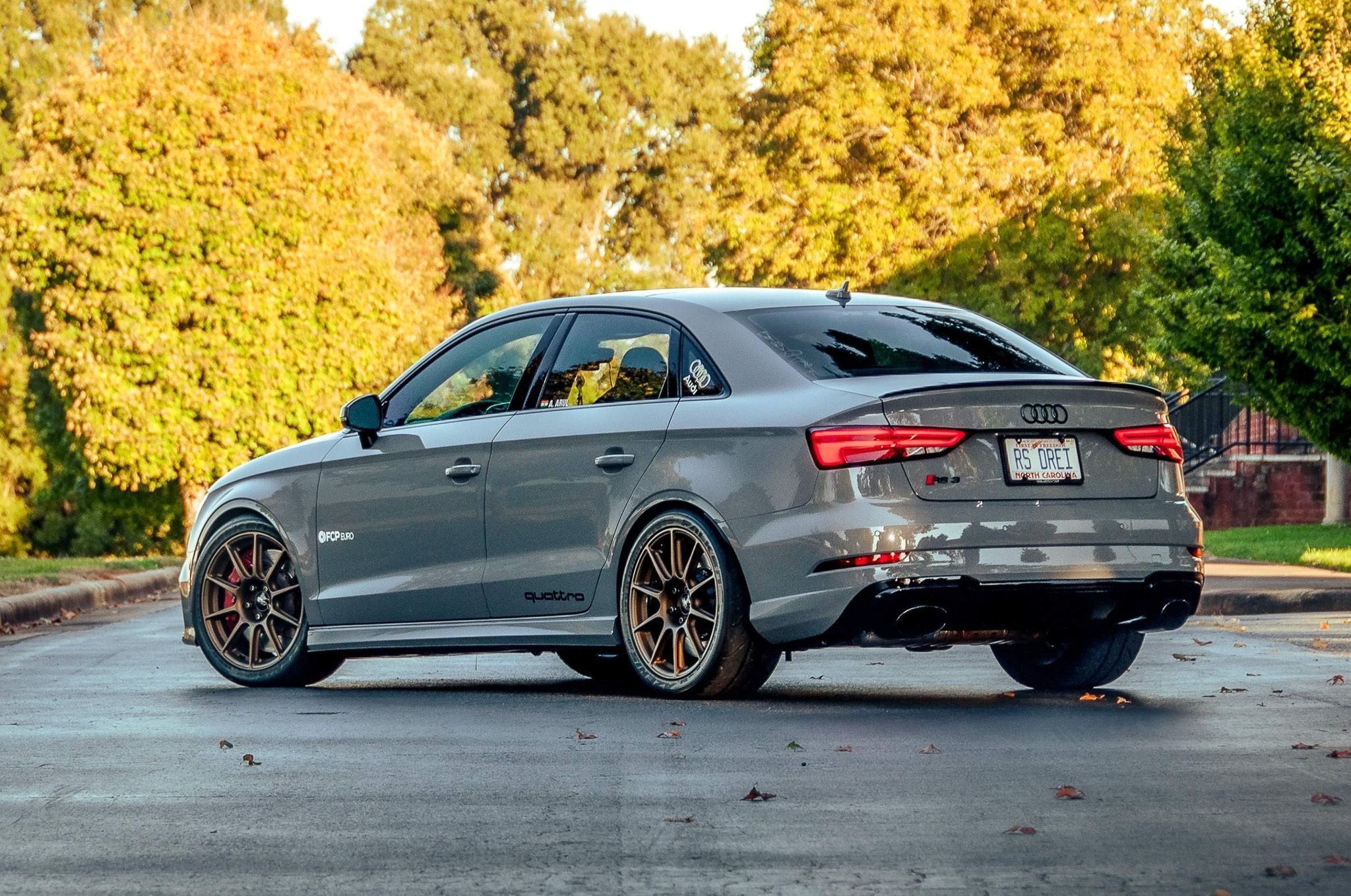 Grey Audi 8V RS 3 with 18" SM-10 Apex wheels in Satin Bronze