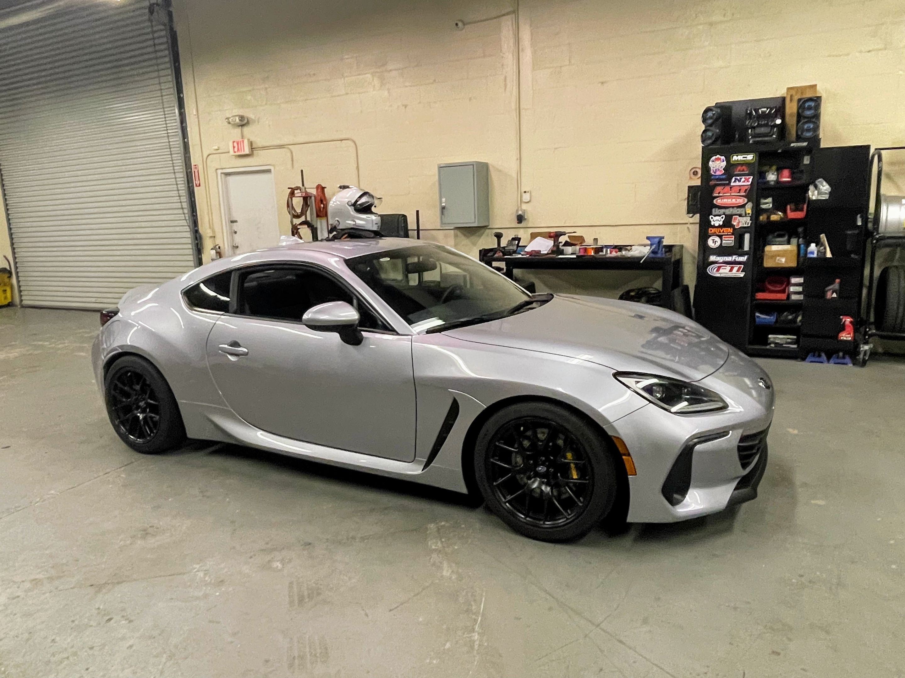 Silver Subaru ZD8 / Gen 2 BRZ with 17" EC-7R Apex wheels in Satin Black
