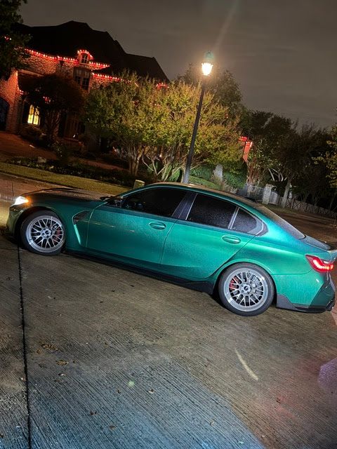 Green BMW G80 M3 with 19" ML-10RT Apex wheels in Machined Lip Brushed Clear