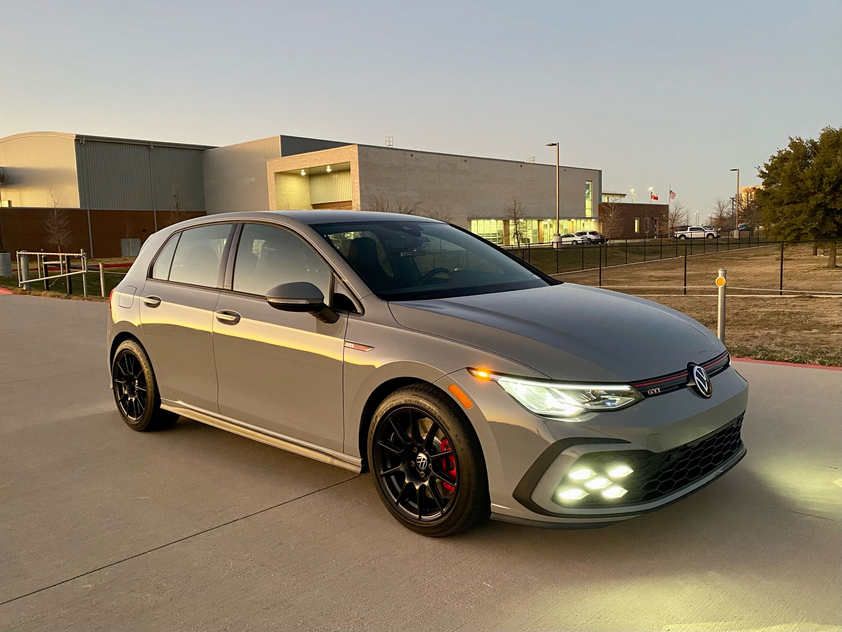 Grey VW MK8 GTI with 17" SM-10 Apex wheels in Satin Black