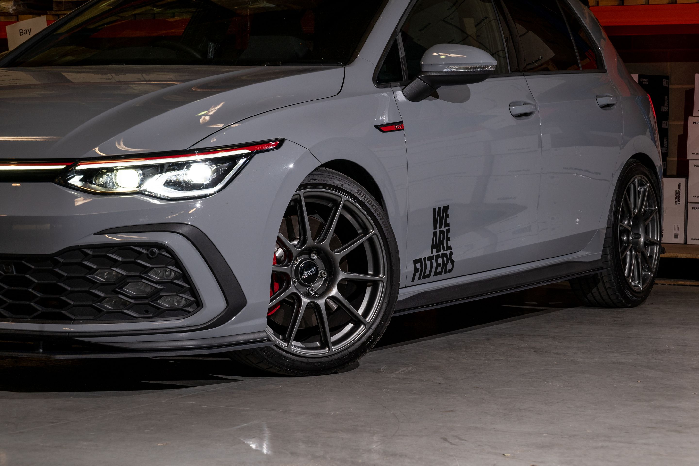 Grey VW MK8 GTI with 18" SM-10 Apex wheels in Anthracite