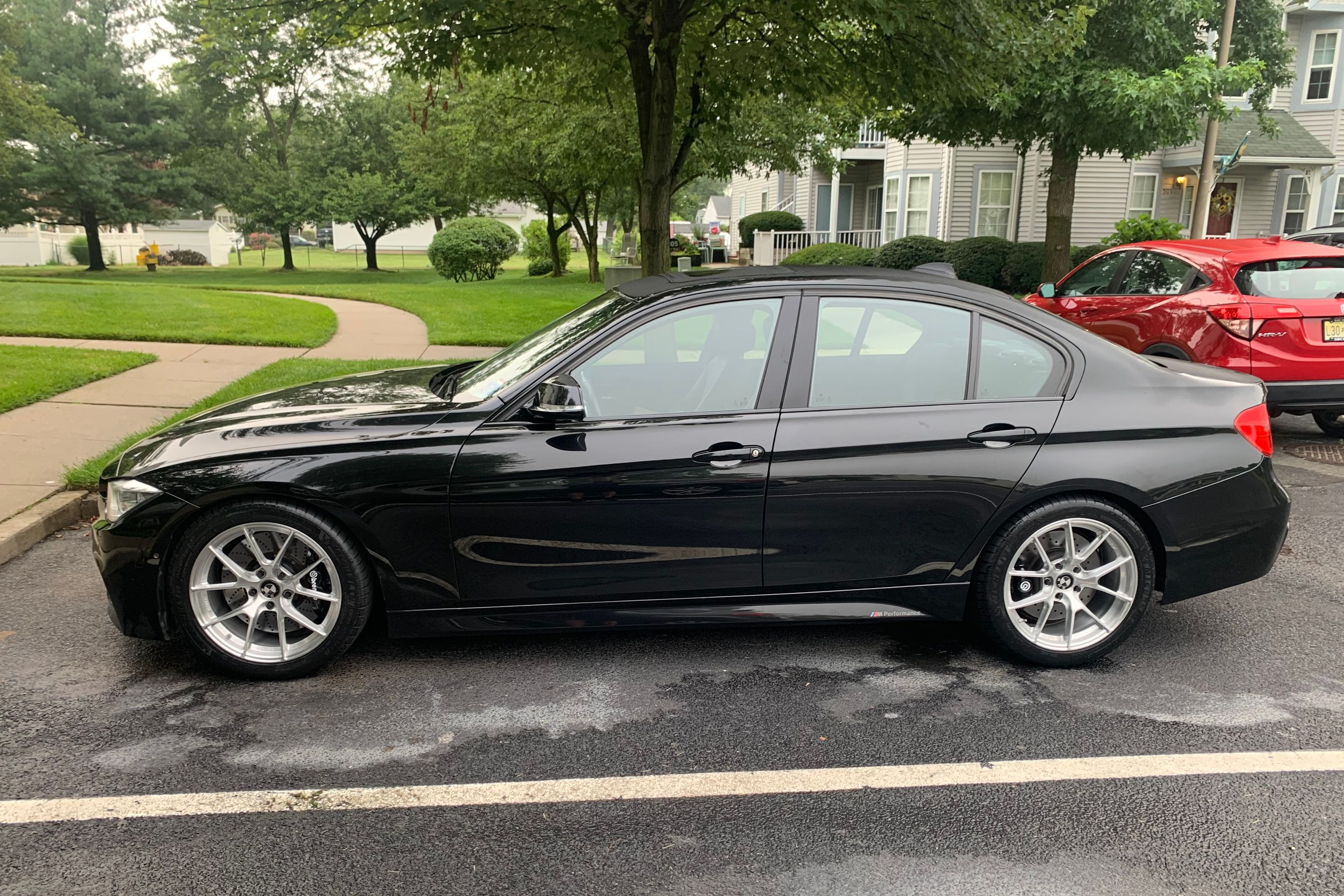 Black BMW F30 Sedan 3 Series with 18" VS-5RS Apex wheels in Brushed Clear