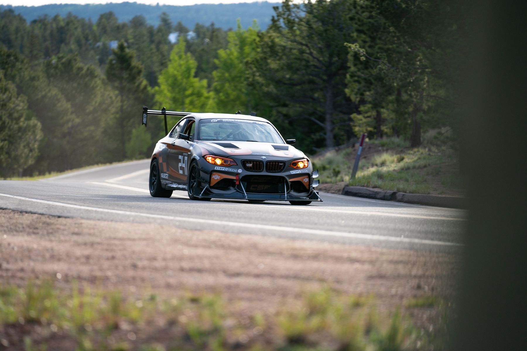 Grey BMW F87 M2 with 18" FL-5 Apex wheels in Satin Black