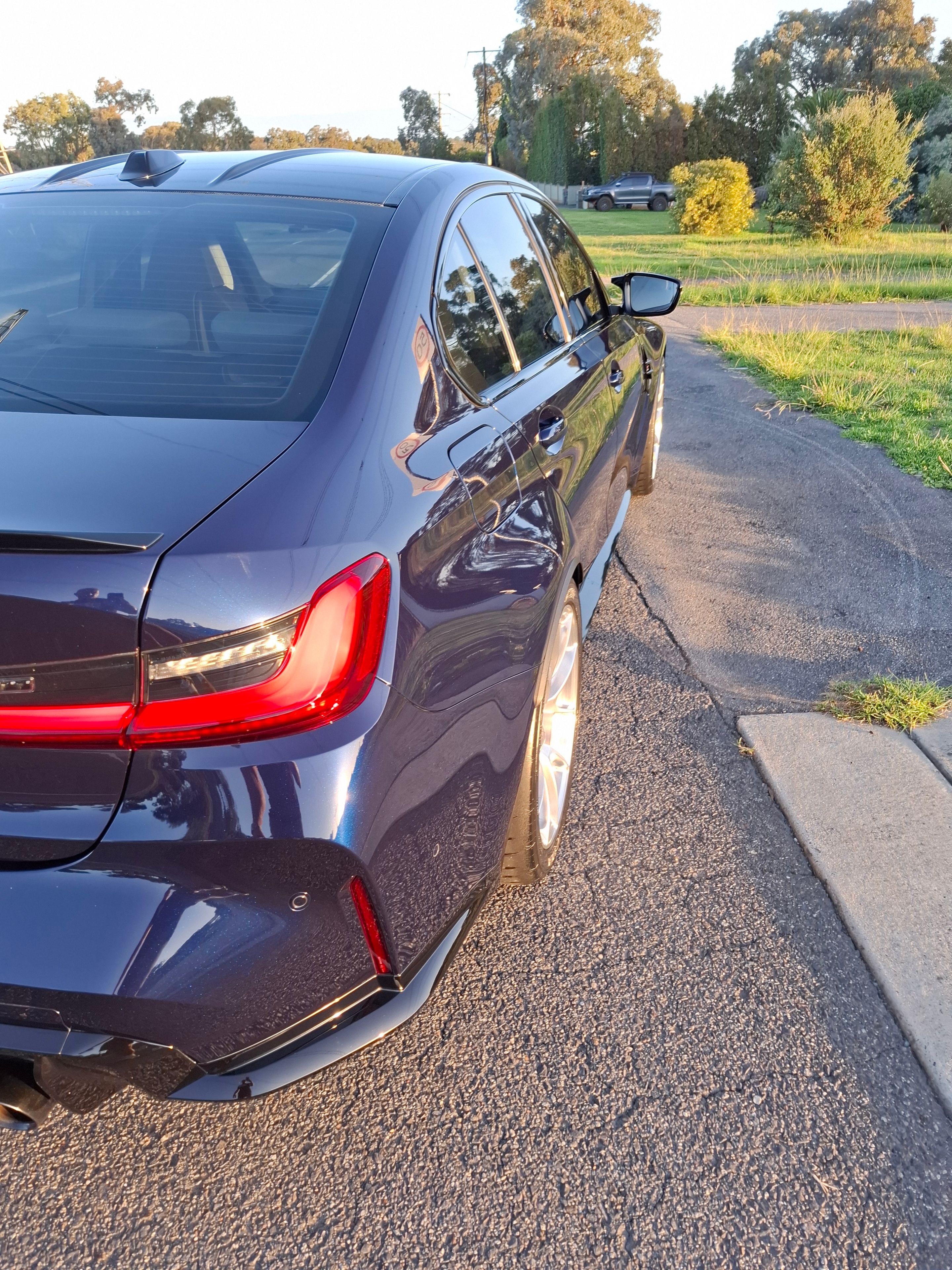 Blue BMW G80 M3 with 19" VS-5RS Apex wheels in Brushed Clear