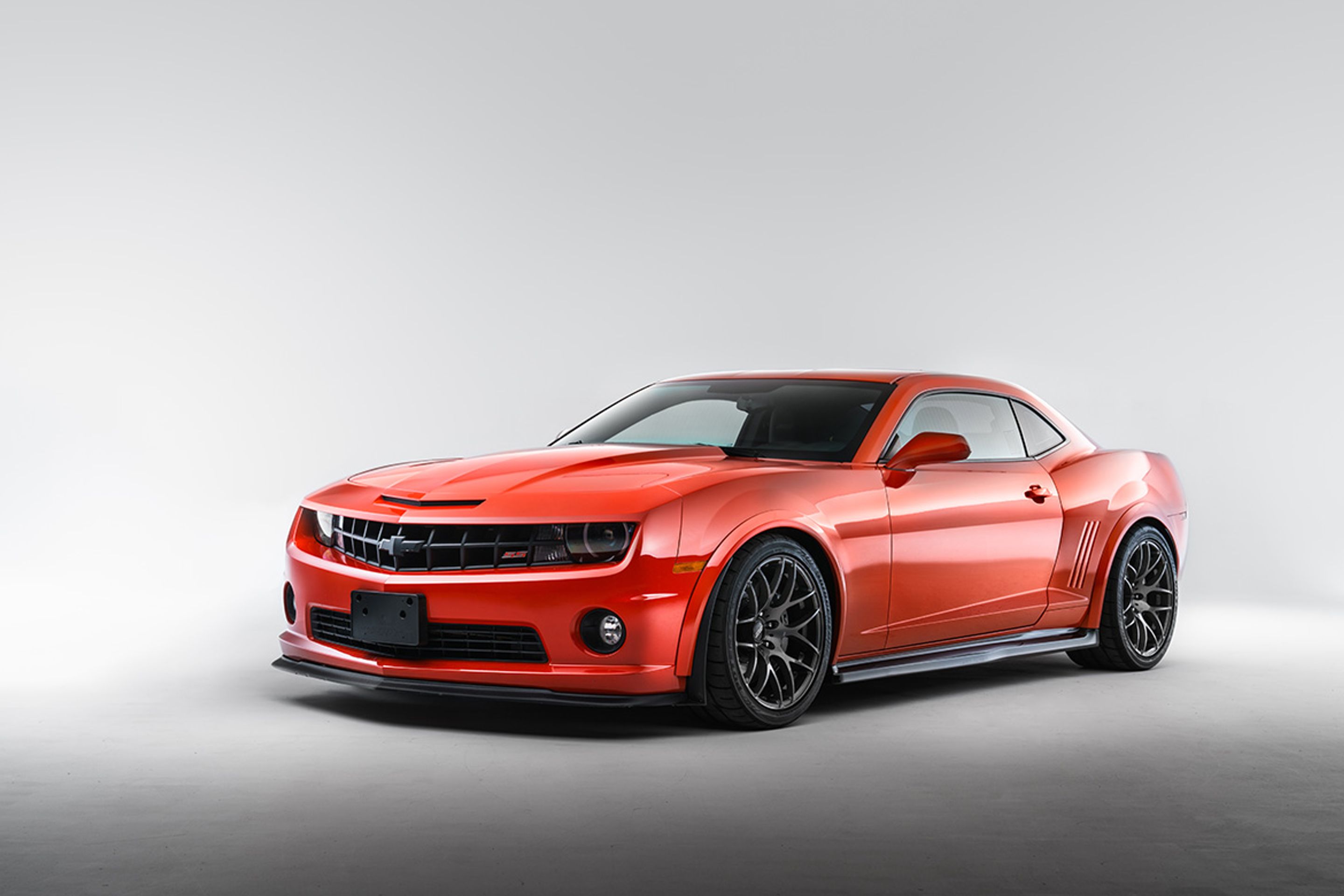 Black Chevrolet 6th Gen Camaro SS with 19" ARC-8 Apex wheels in Satin Black