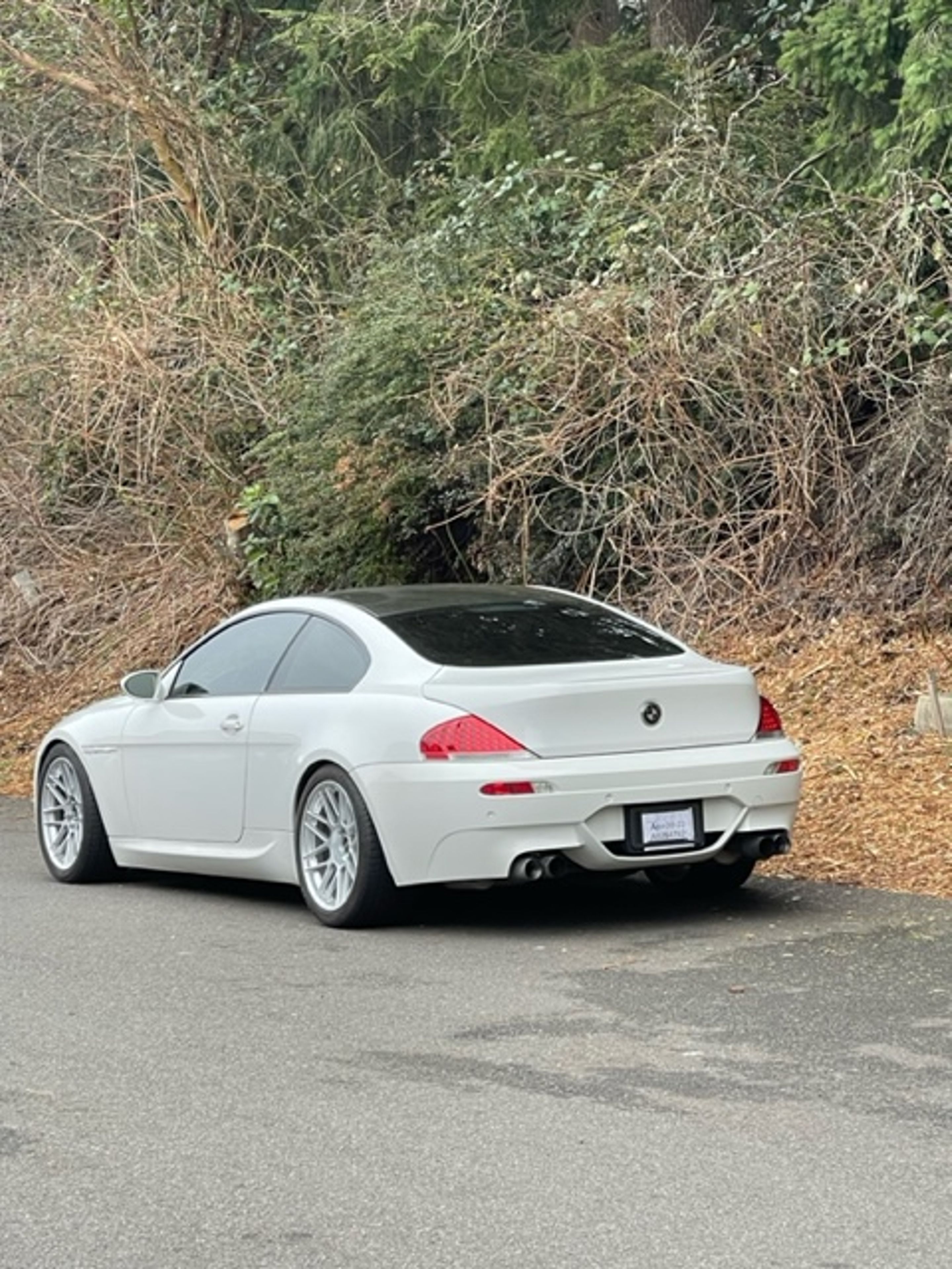White BMW E63 Coupe M6 with 19" ARC-8 Apex wheels in Hyper Silver