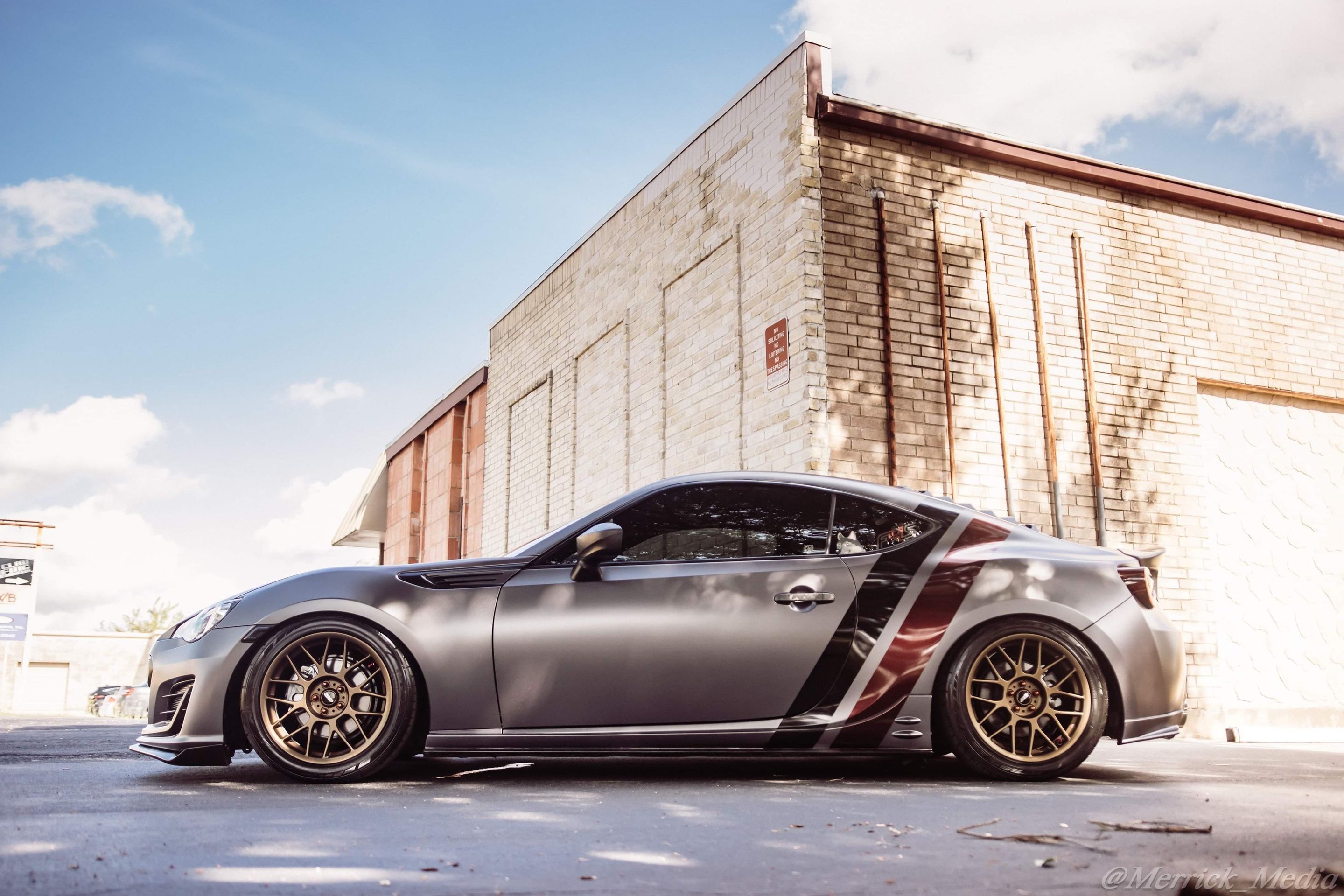 Grey Subaru ZC6 / Gen 1 BRZ with 17" ARC-8 Apex wheels in Satin Bronze