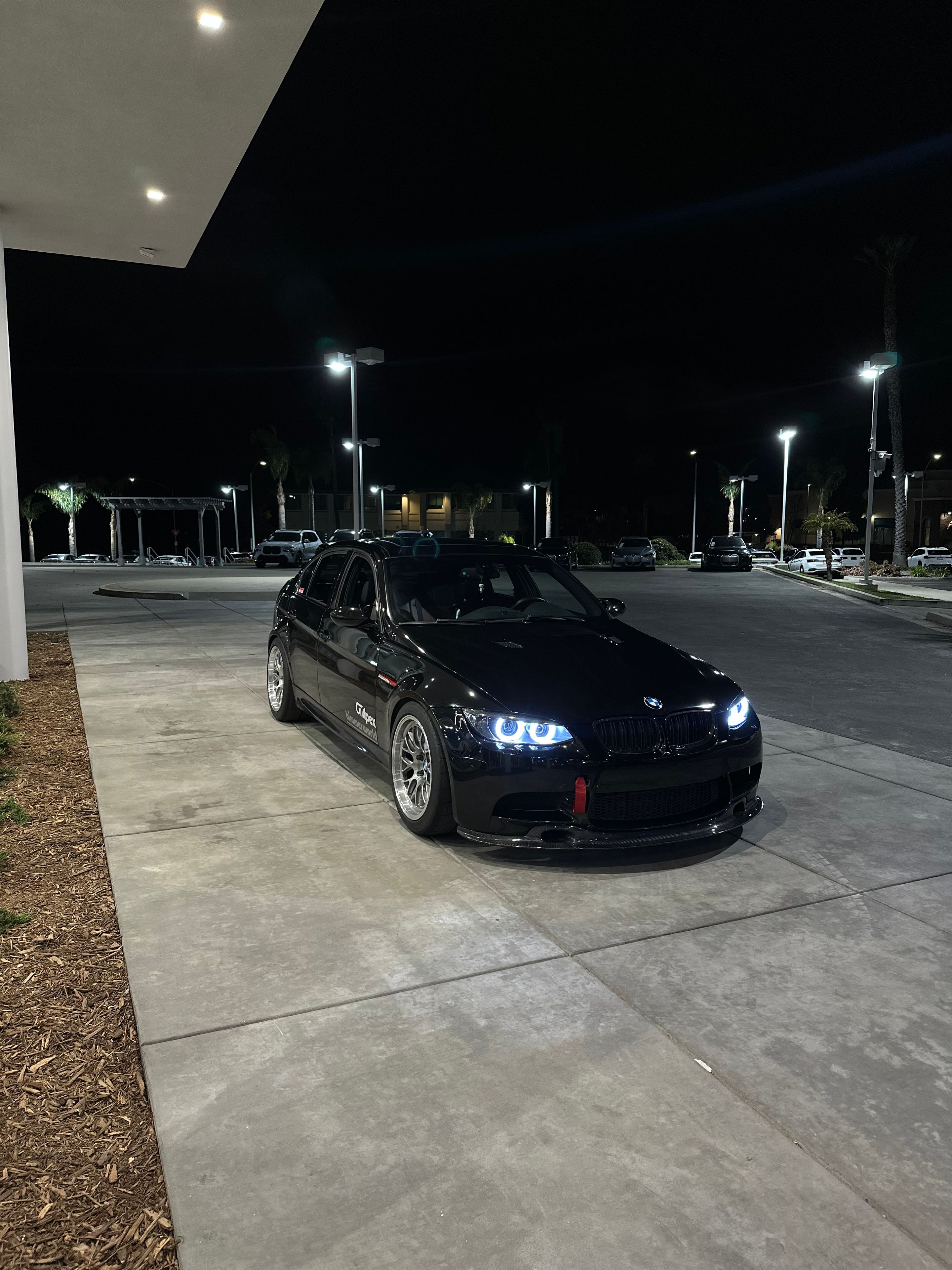 Black BMW E92 Coupe M3 with 18" ML-10RT Apex wheels in Machined Lip Brushed Clear