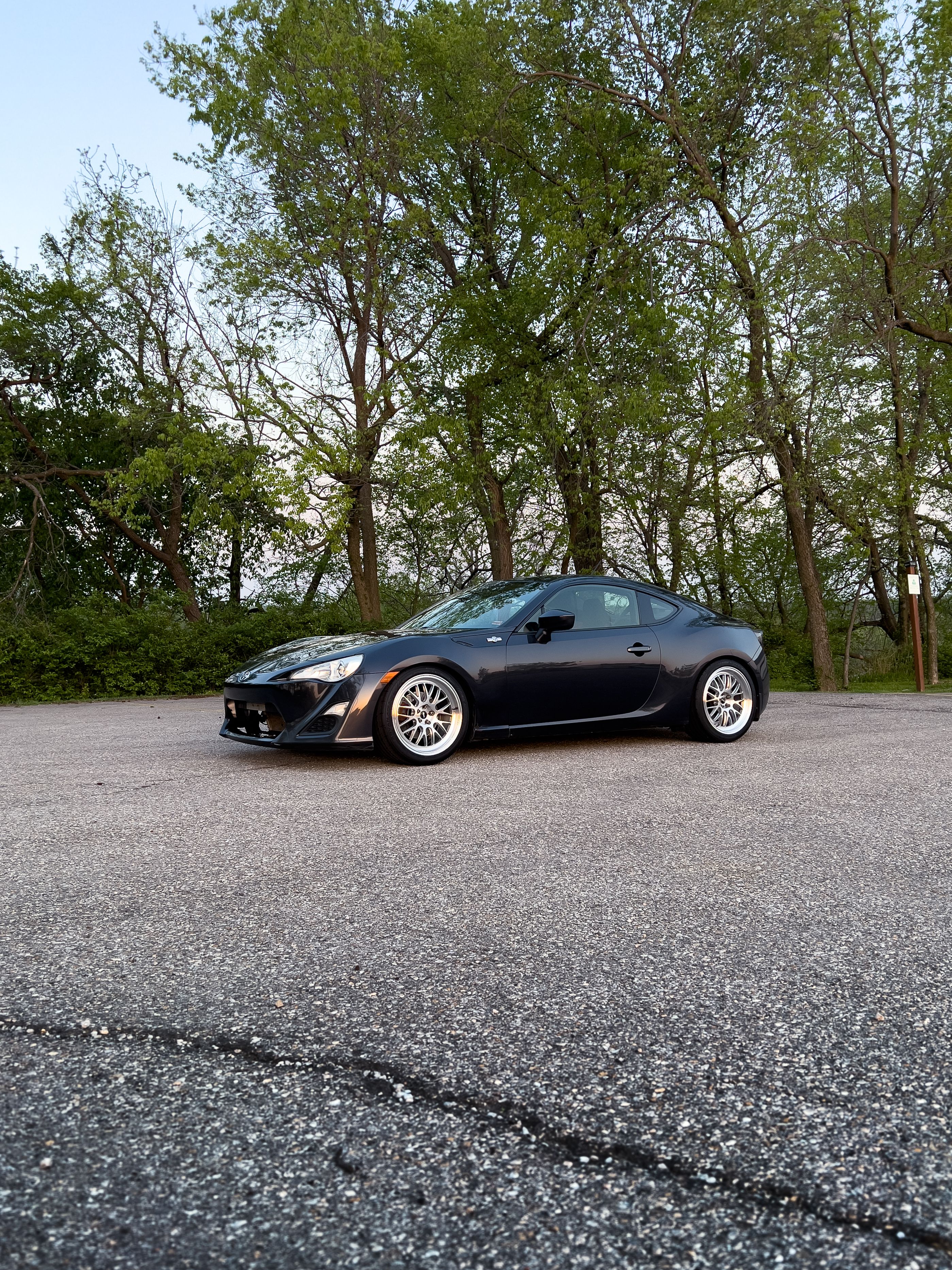 Grey Scion FR-S with 18" ML-10RT Apex wheels in Machined Lip Brushed Clear