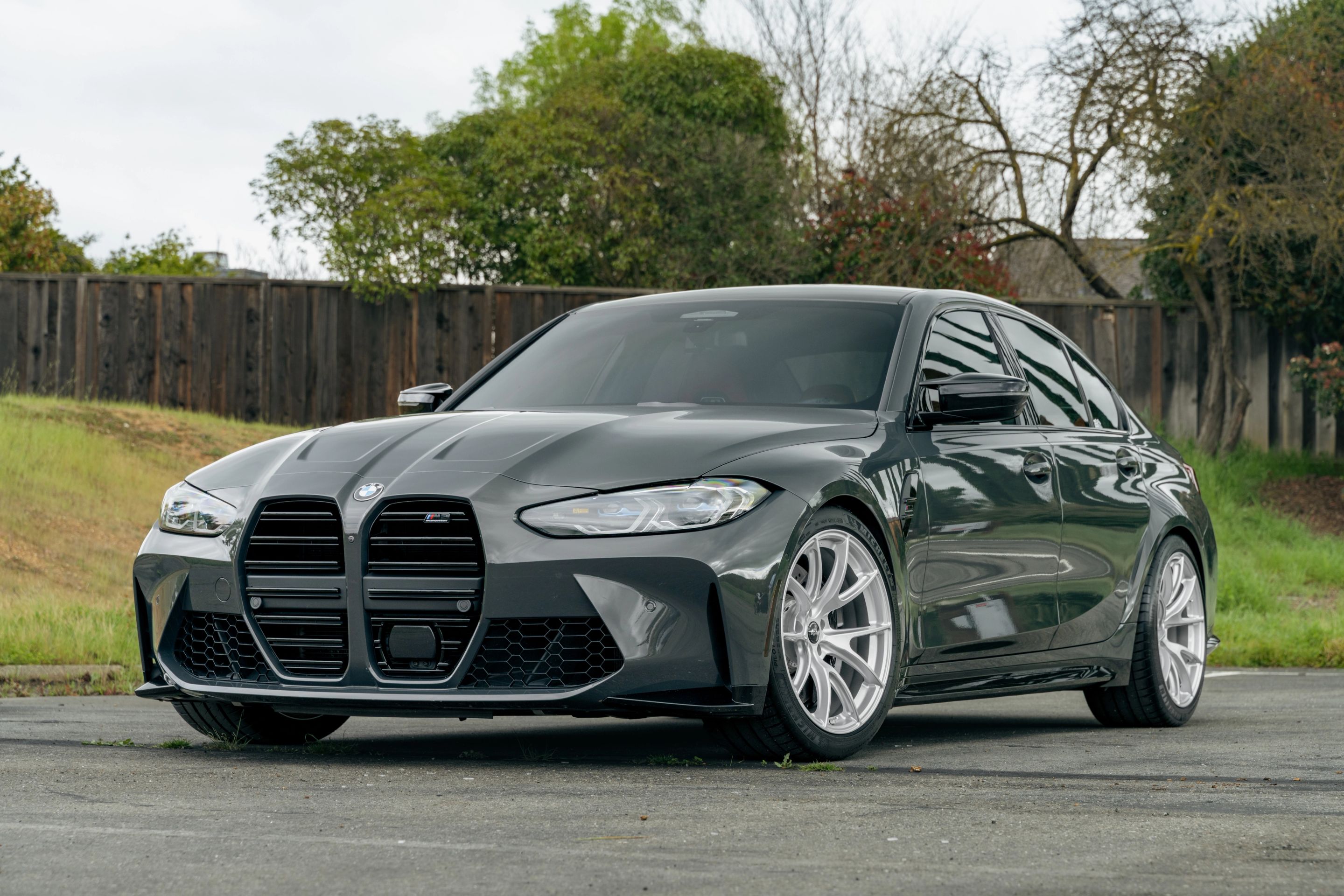 Grey BMW G80 M3 with 19" VS-5 Apex wheels in Race Silver