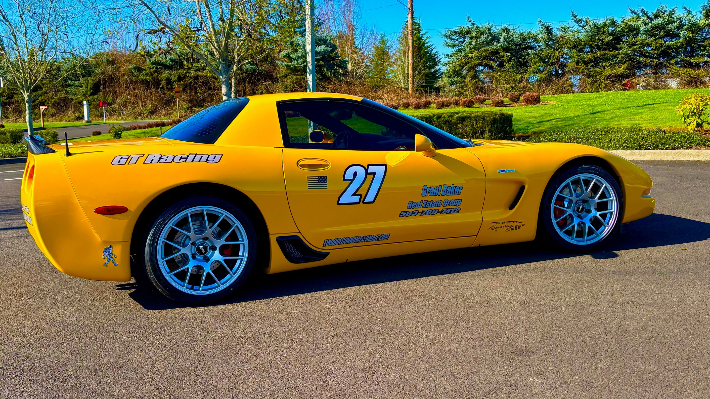 Yellow Chevrolet C5 Corvette Z06 with 18" EC-7 Apex wheels in Race Silver
