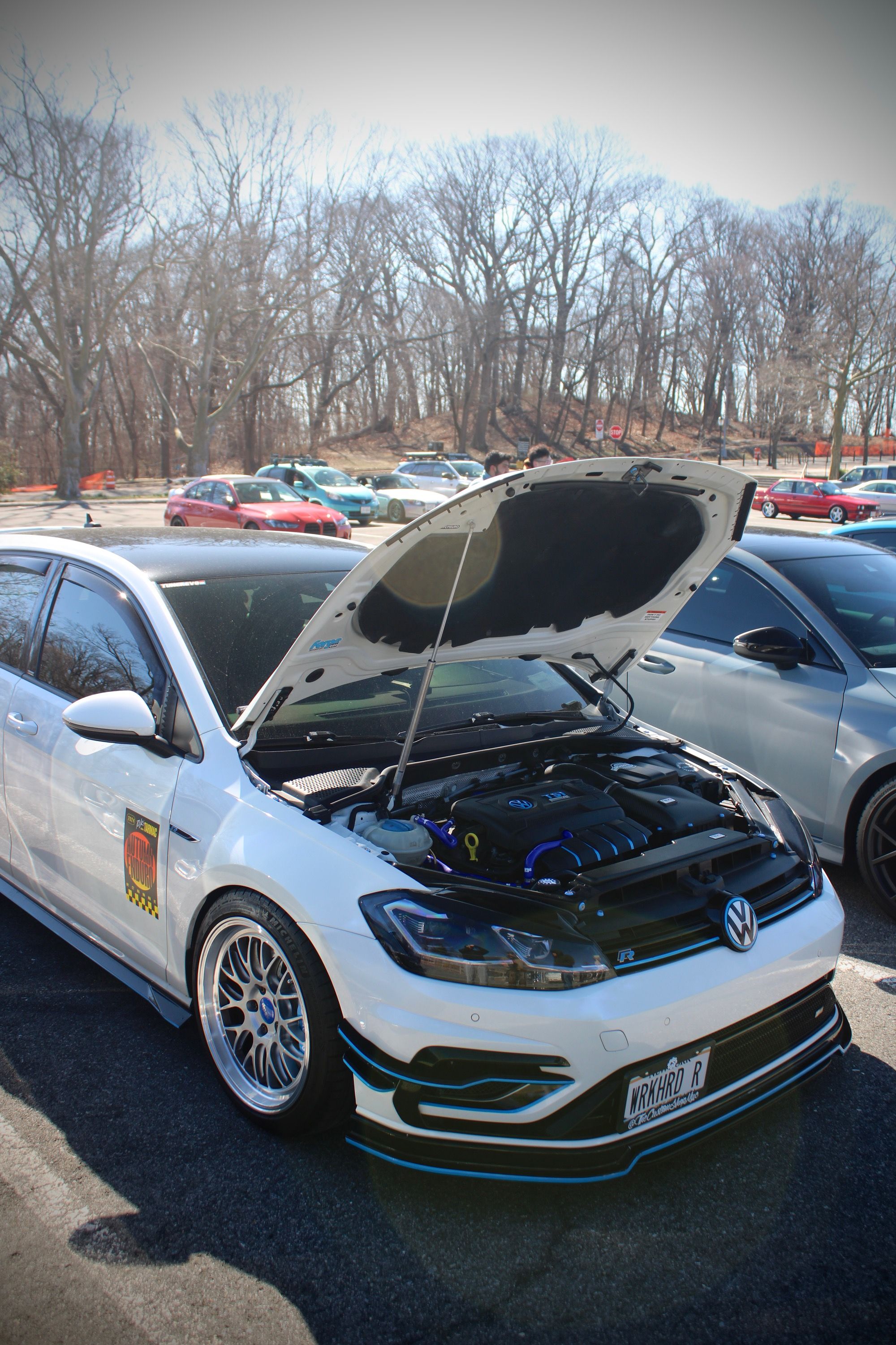 White VW MK7 Golf R with 18" ML-10RT Apex wheels in Machined Lip Brushed Clear