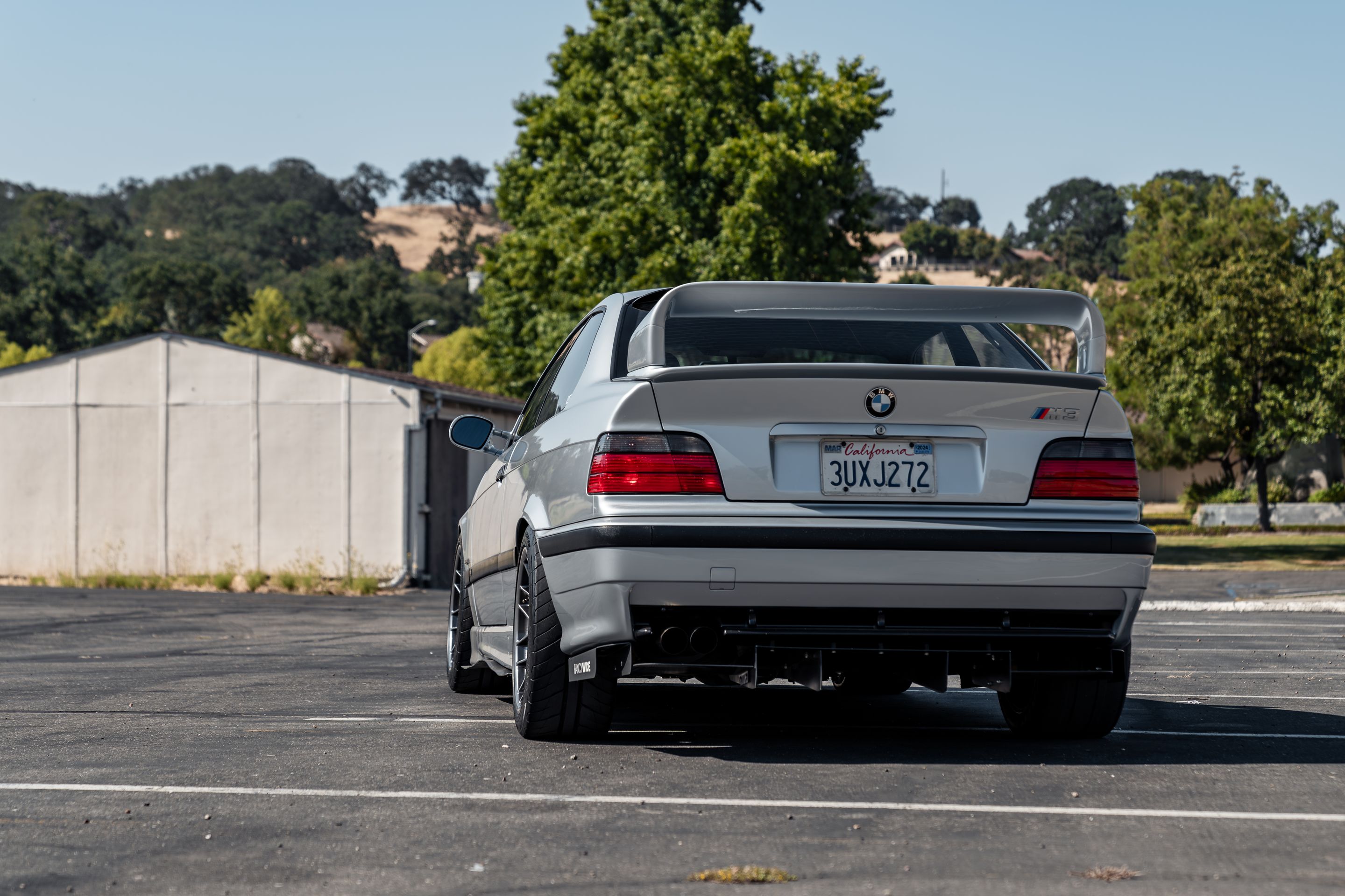 Silver BMW E36 M3 with 17" ARC-8 Apex wheels in Anthracite