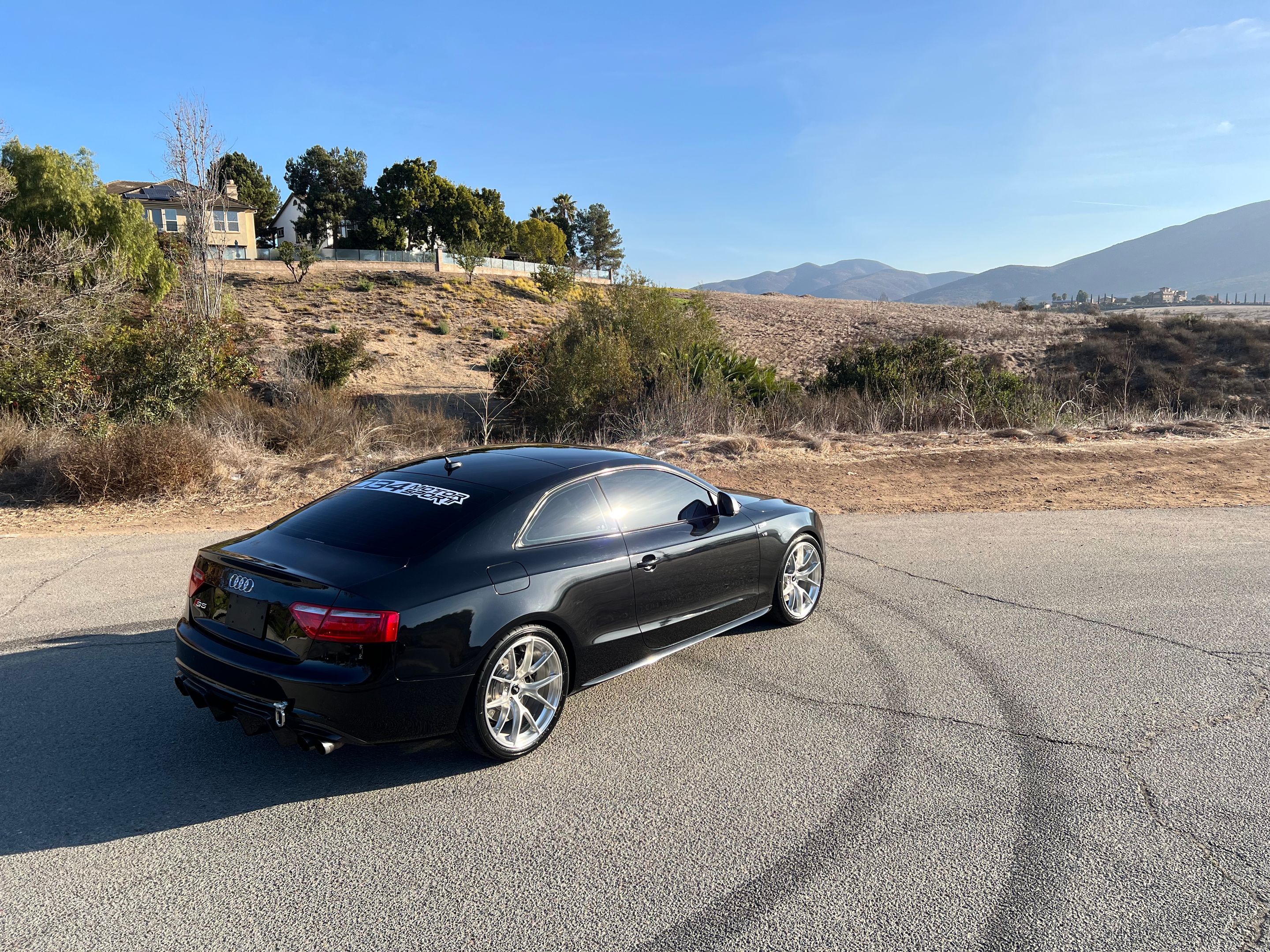 Black Audi B8 S5 with 19" VS-5RS Apex wheels in Brushed Clear