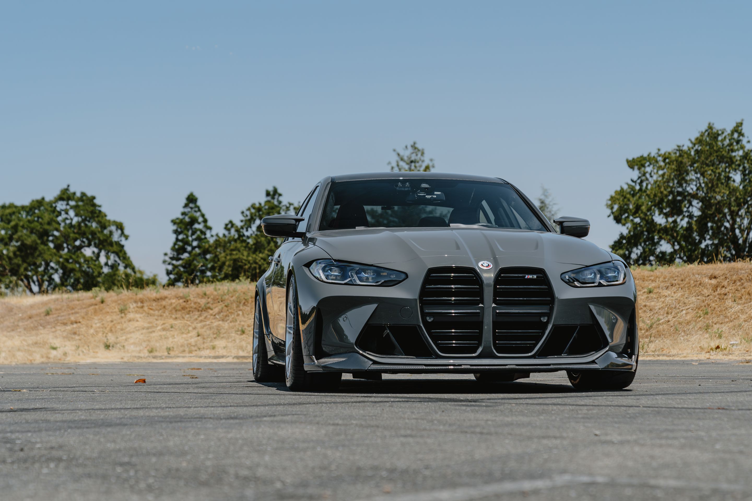 Grey BMW G80 M3 with 19" VS-5RS Apex wheels in Brushed Clear