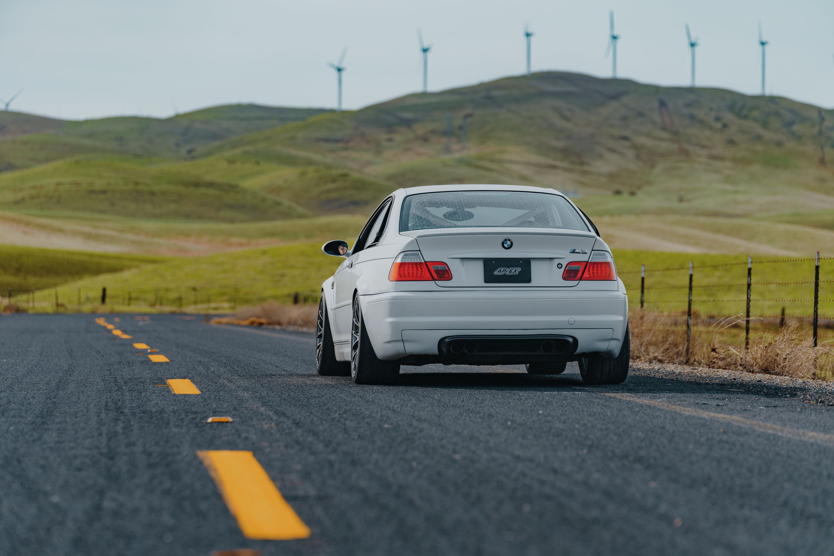 White BMW E46 M3 with 18" EC-7RS Apex wheels in Anthracite
