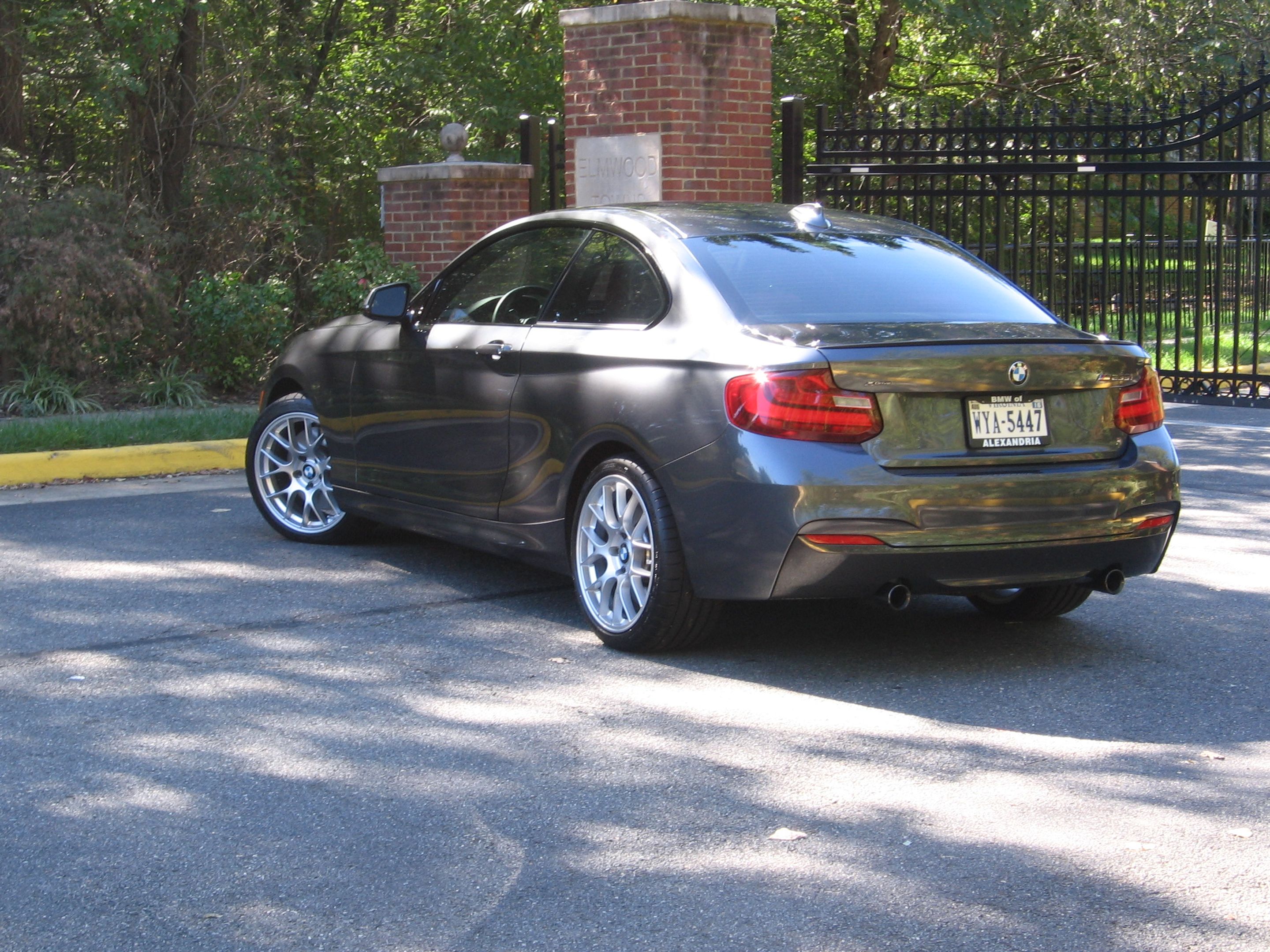 Grey BMW F22 Coupe 2 Series with 18" EC-7 Apex wheels in Race Silver