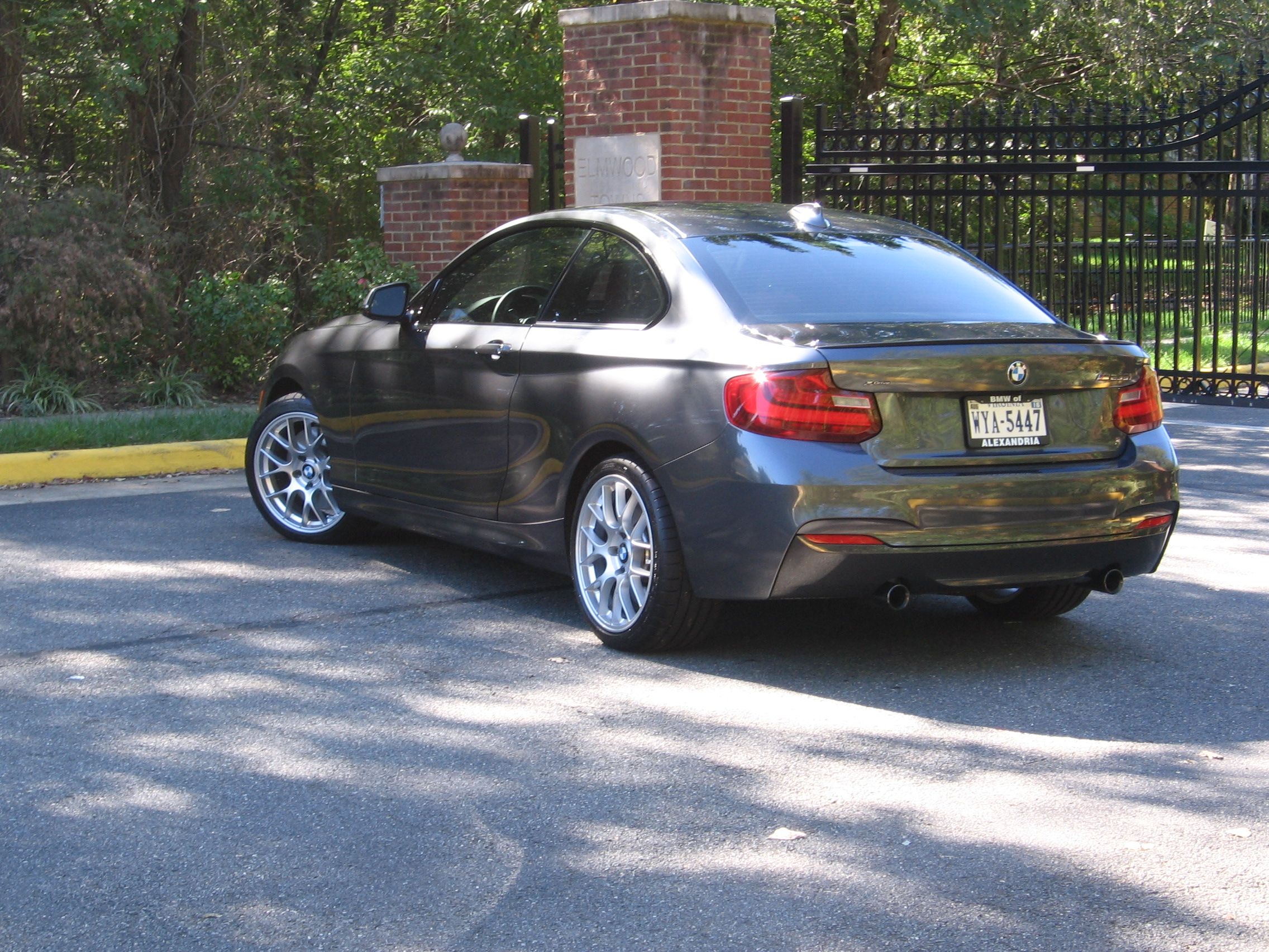 Grey BMW F22 Coupe 2 Series with 18" EC-7 Apex wheels in Race Silver