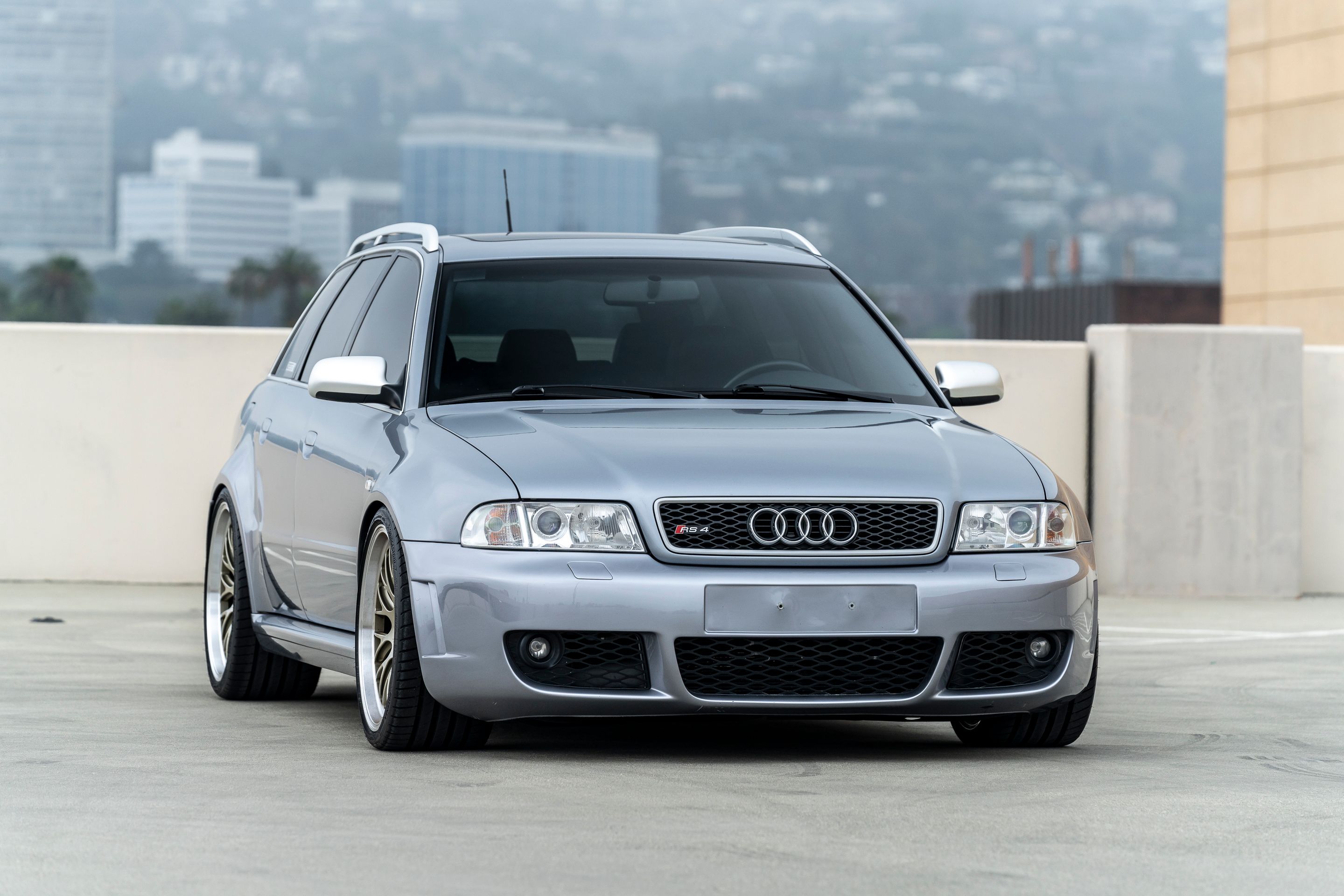 Silver Audi B5 RS 4 Avant/Wagon with 19" ML-10RT Apex wheels in Machined Lip Gloss Motorsport Gold