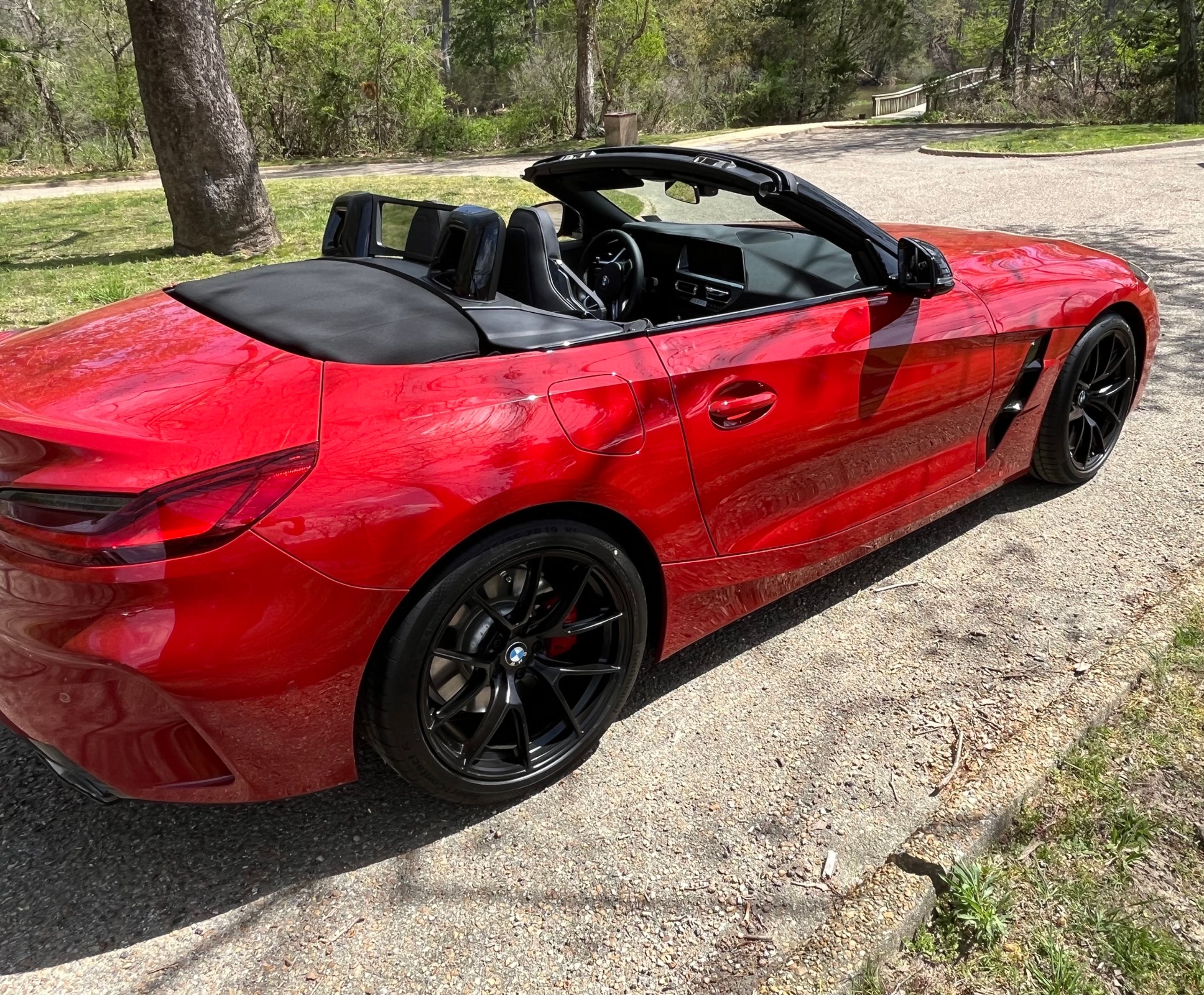 Red BMW G29 Z4 with 19" VS-5RS Apex wheels in Satin Black