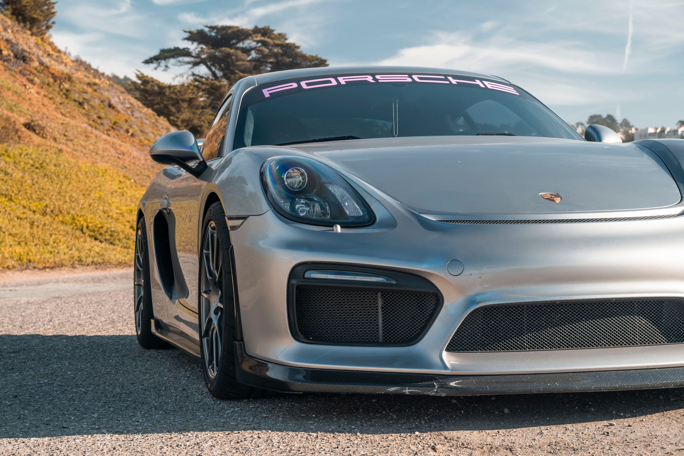 Silver Porsche 981 Cayman GT4 with 19" SM-10 Apex wheels in Anthracite