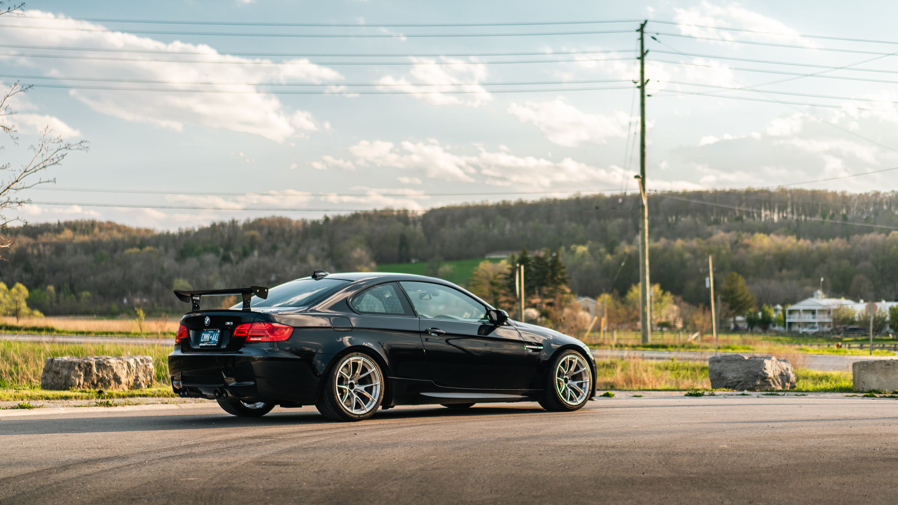 Black BMW E92 Coupe M3 with 18" VS-5RS Apex wheels in Brushed Clear