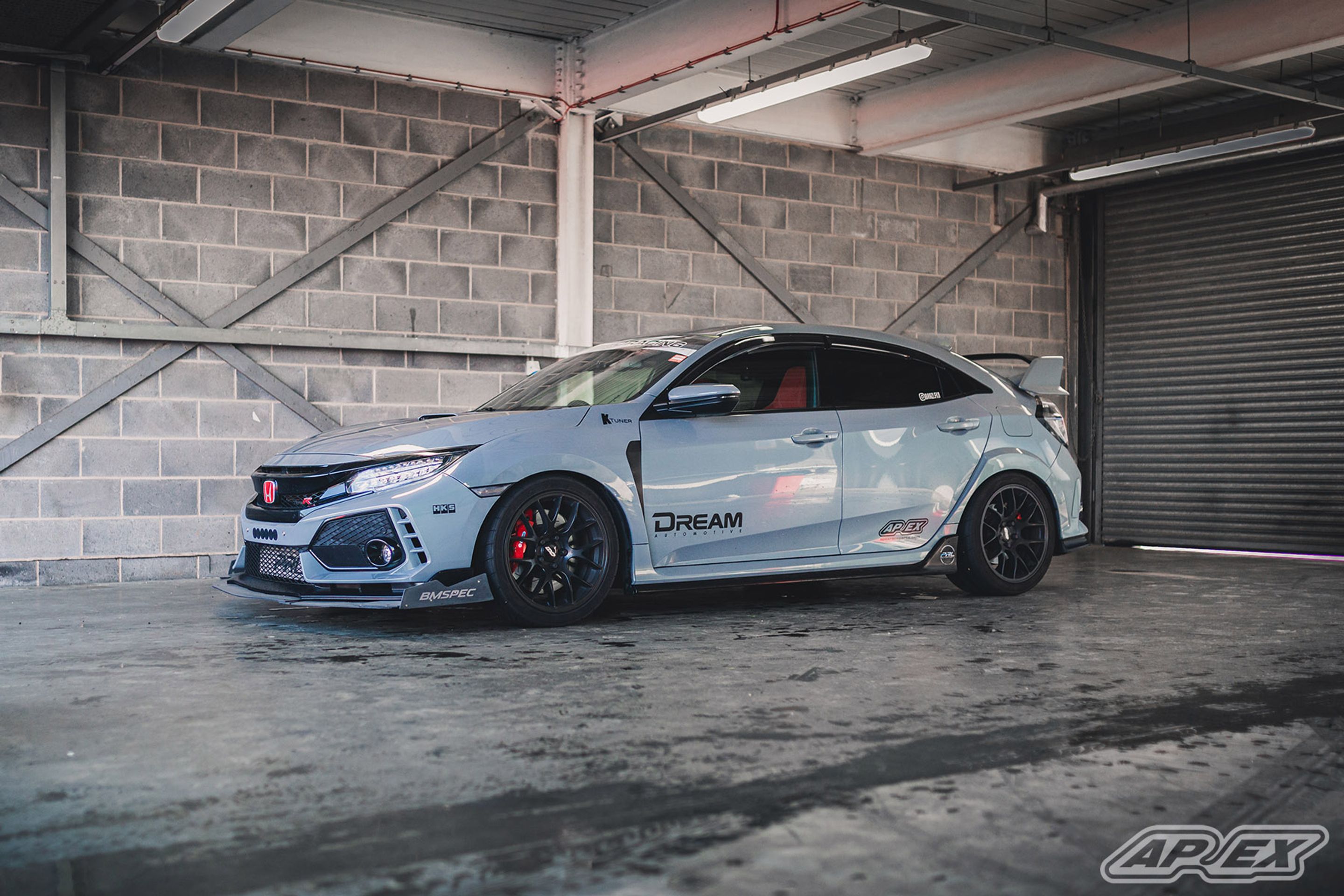 Grey Honda FK8 Civic Type-R with 18" EC-7 Apex wheels in Satin Black