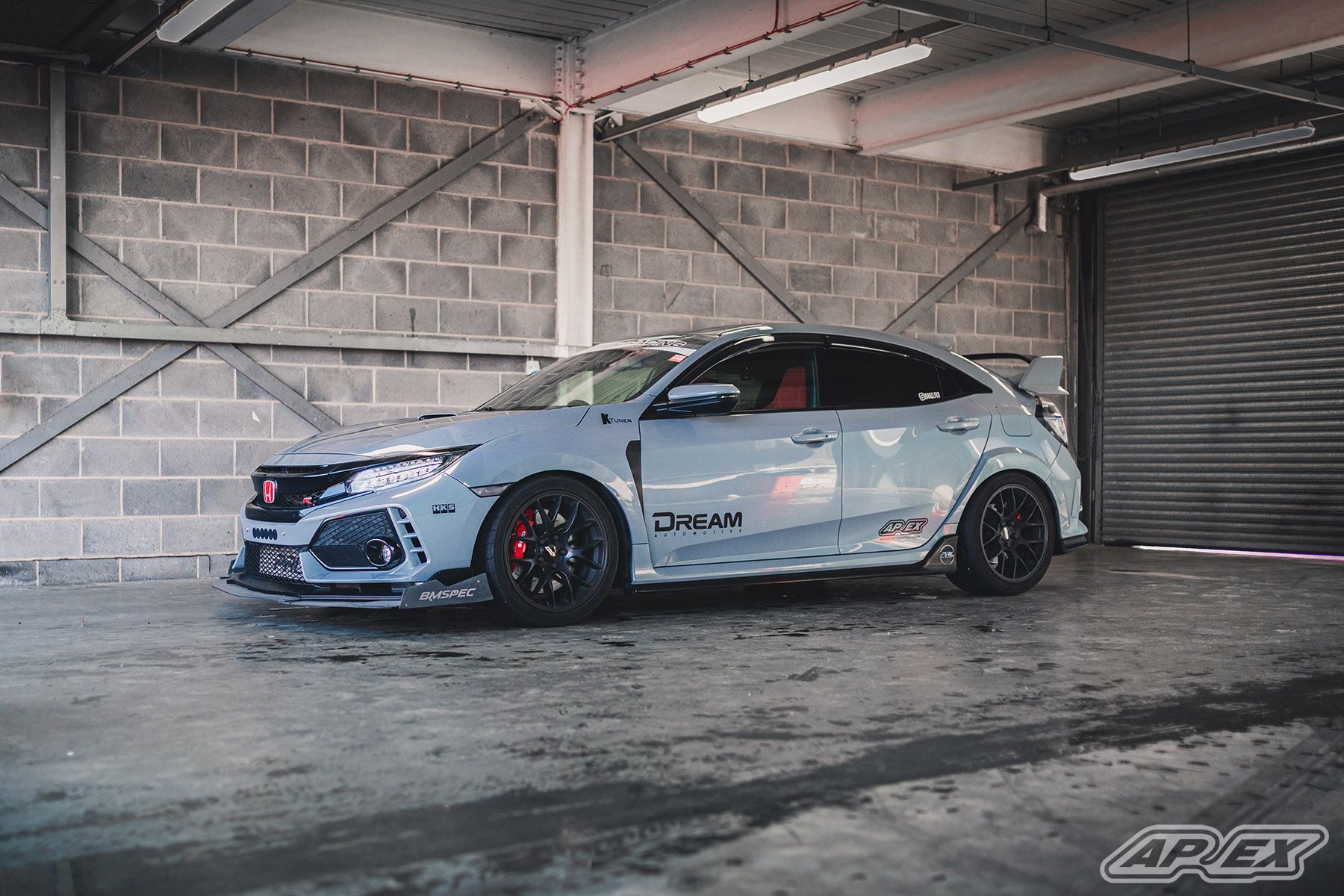 Grey Honda FK8 Civic Type-R with 18" EC-7 Apex wheels in Satin Black