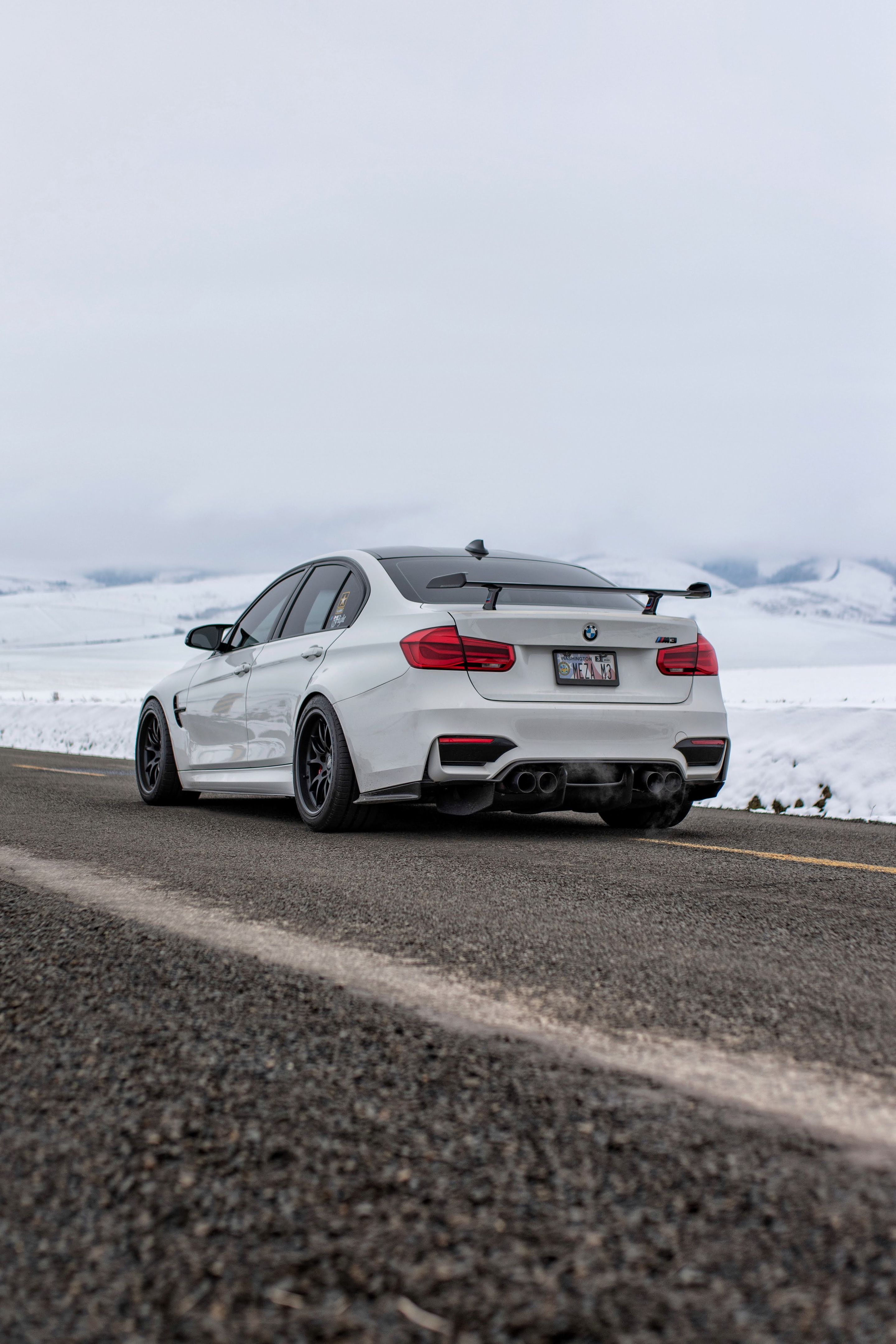 White BMW F80 M3 with 18" FL-5 Apex wheels in Satin Black