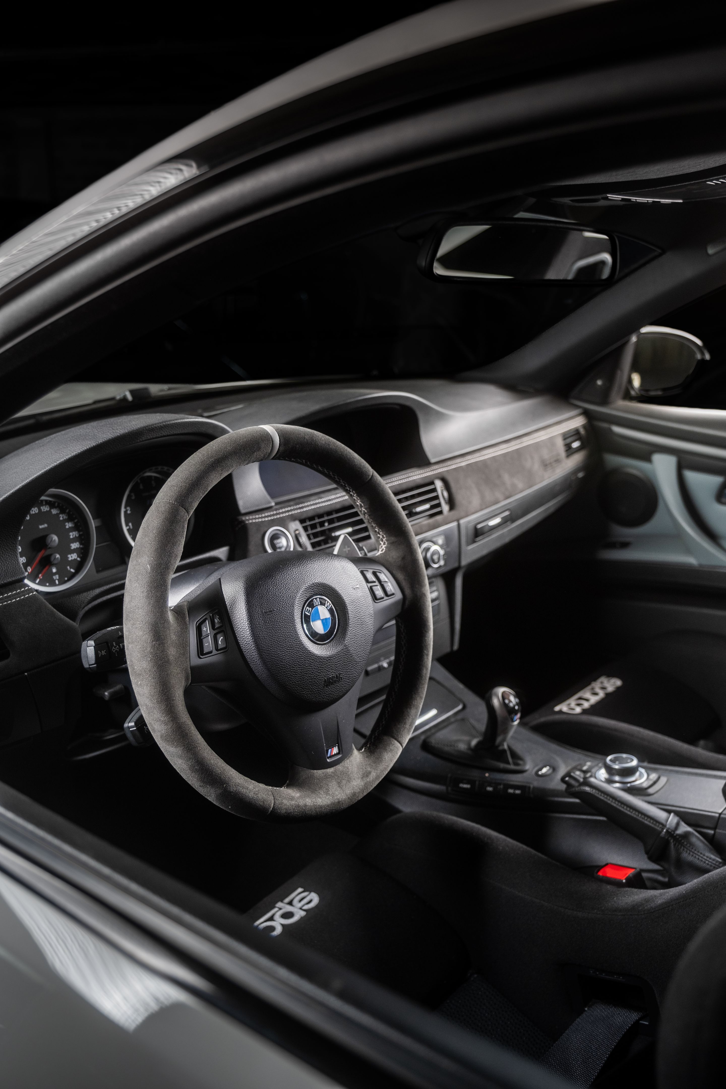 White BMW E92 Coupe M3 with 19" SM-10 Apex wheels in Race Silver