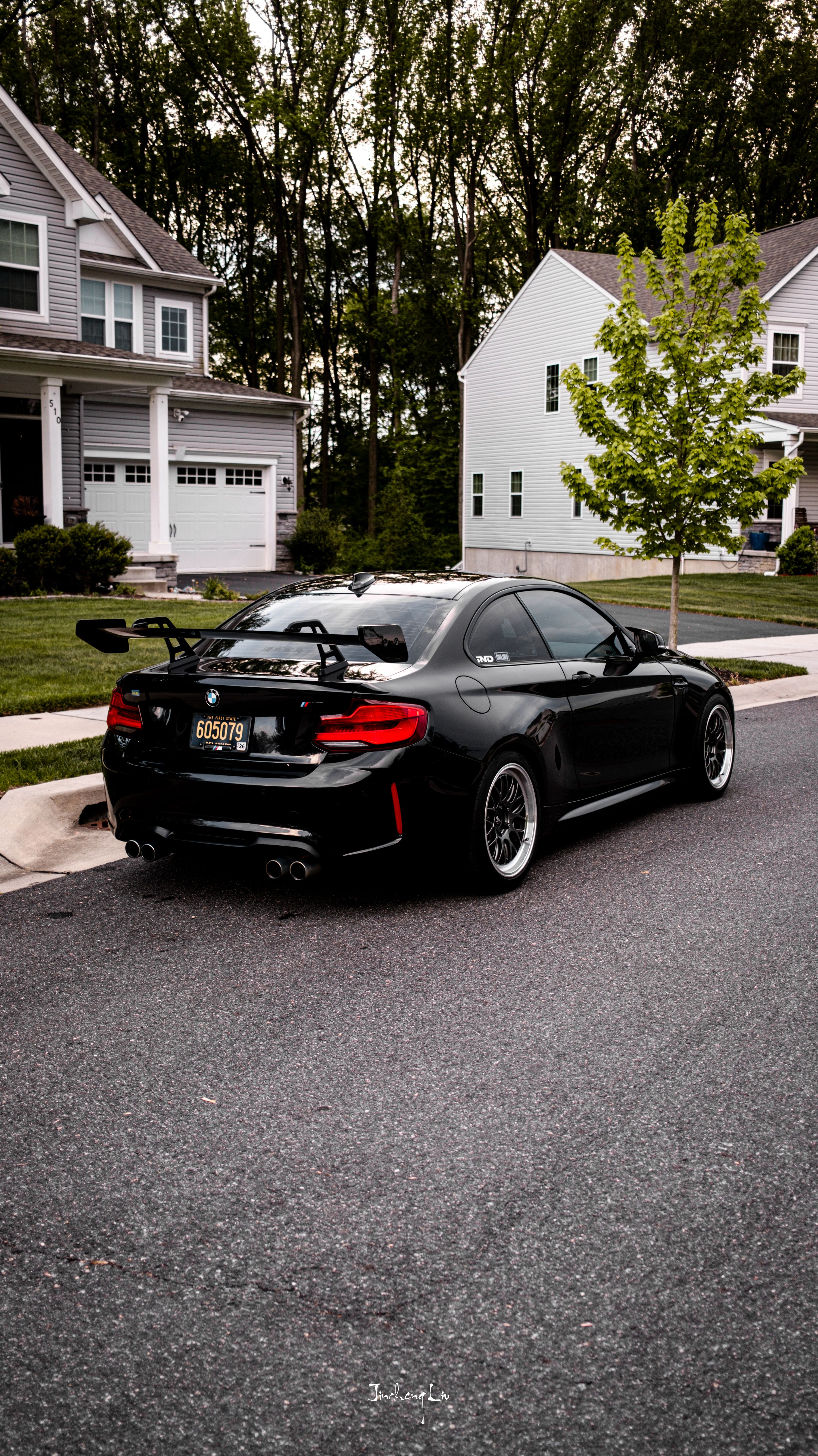 Black BMW F87 M2 with 18" ML-10RT Apex wheels in Machined Lip Anthracite