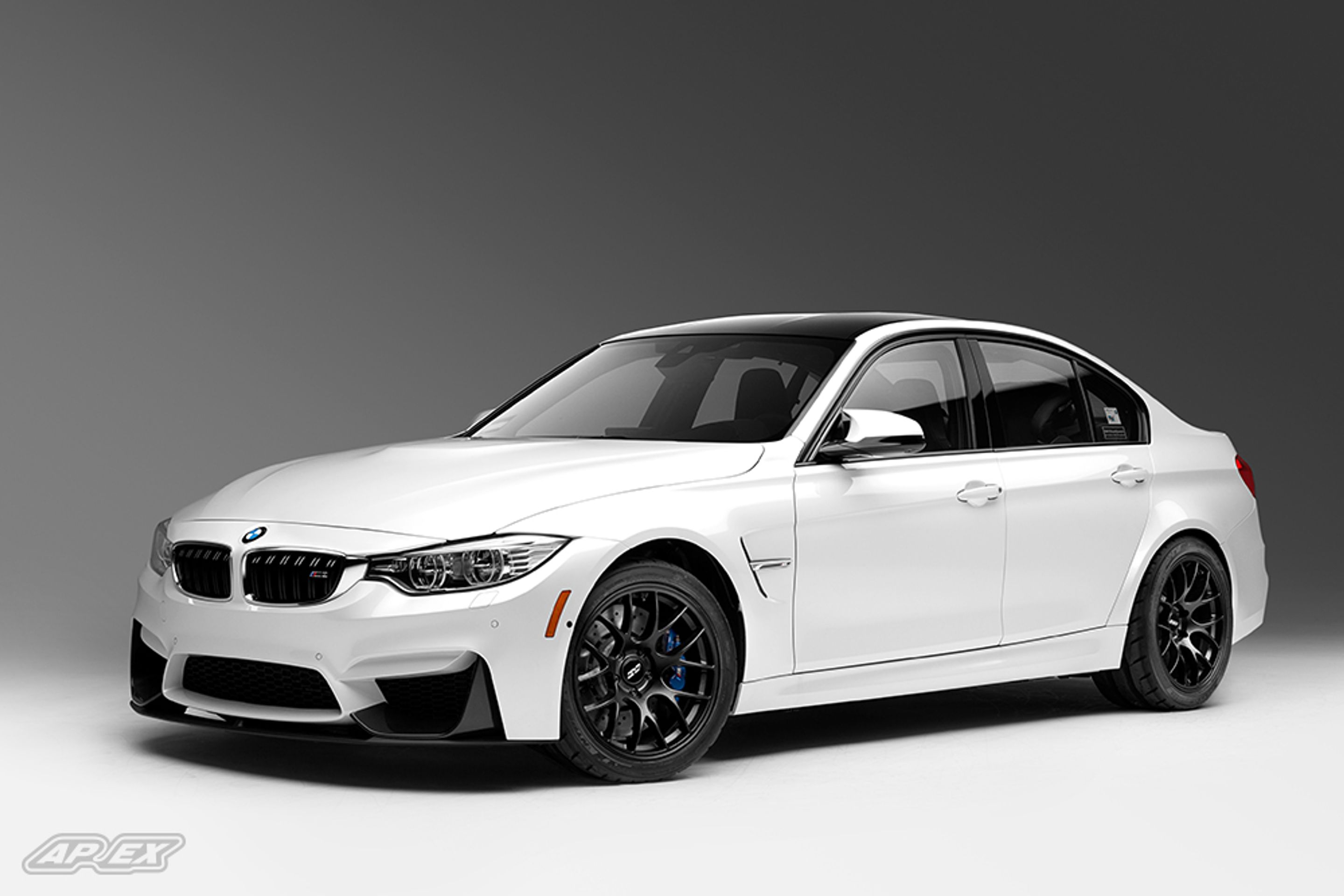 White BMW F80 M3 with 18" EC-7 Apex wheels in Satin Black