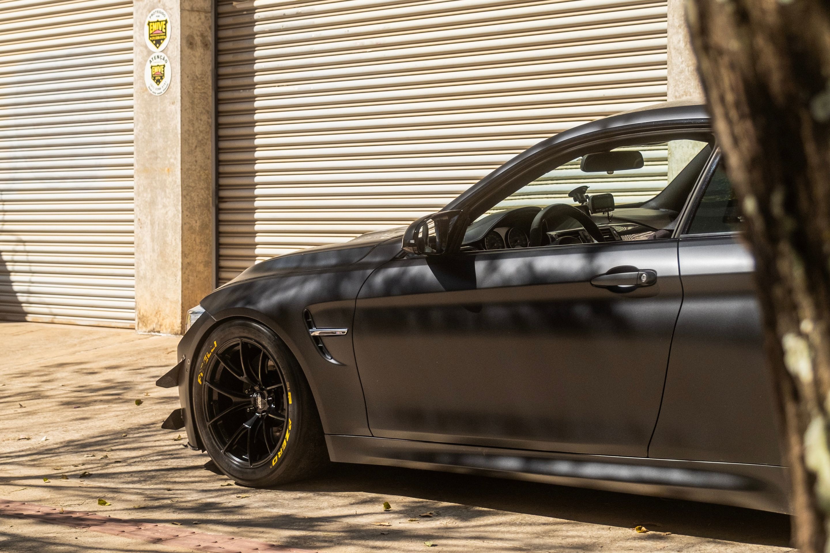 Black BMW F82 Coupe M4 with 18" VS-5RS Apex wheels in Satin Black
